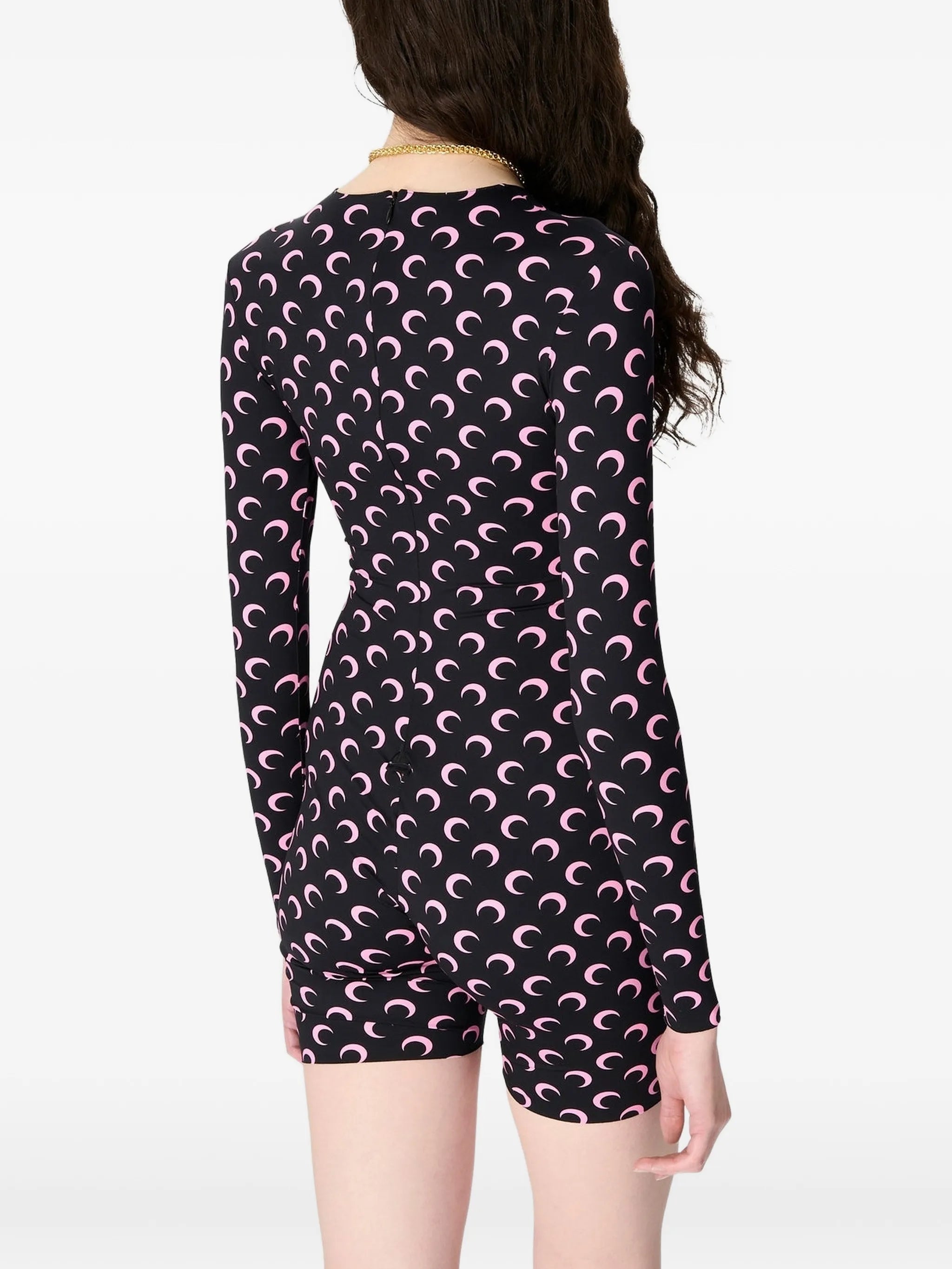 Moon-print jersey playsuit