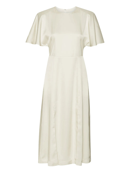 satin slit midi dress