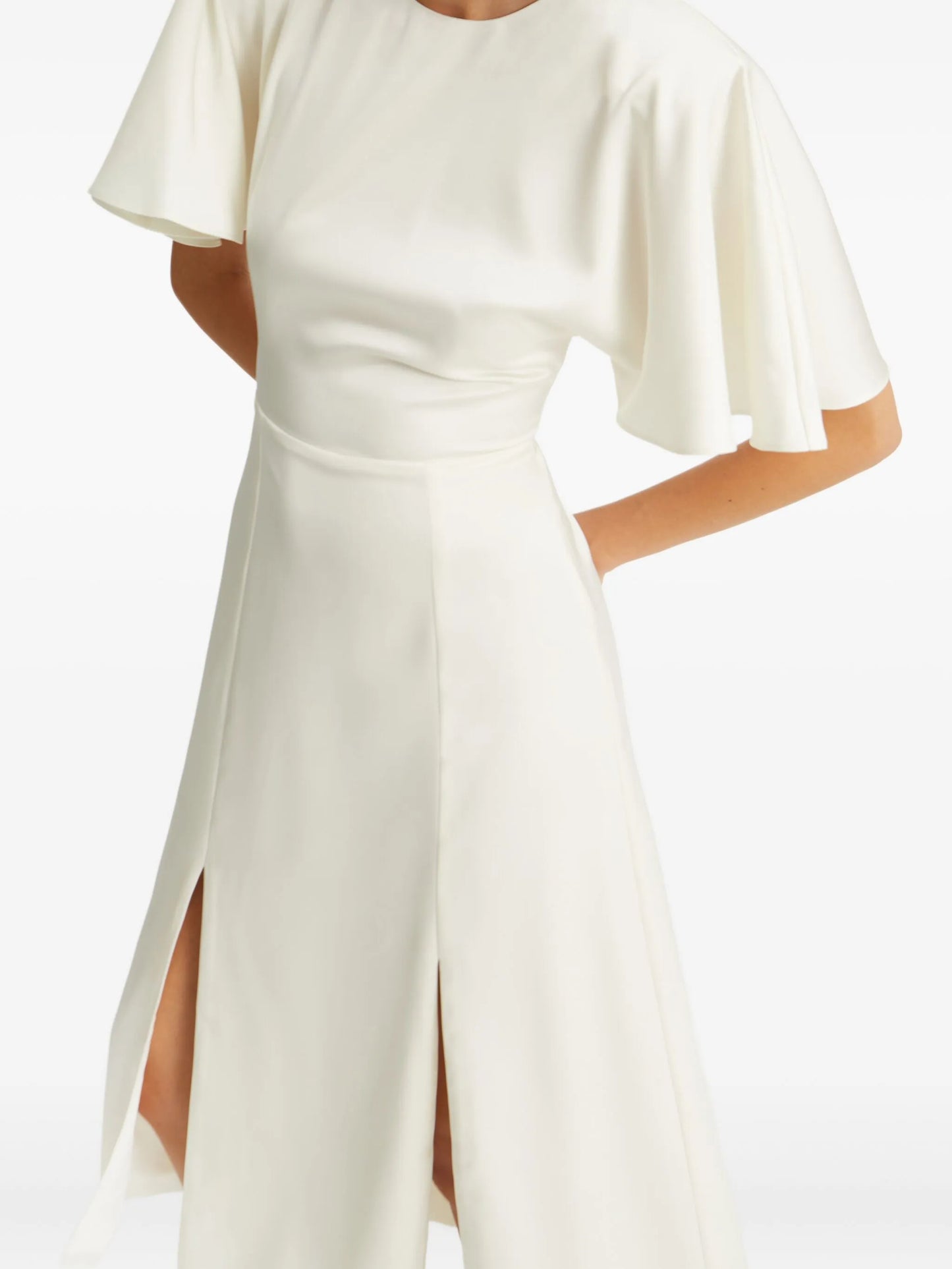 satin slit midi dress