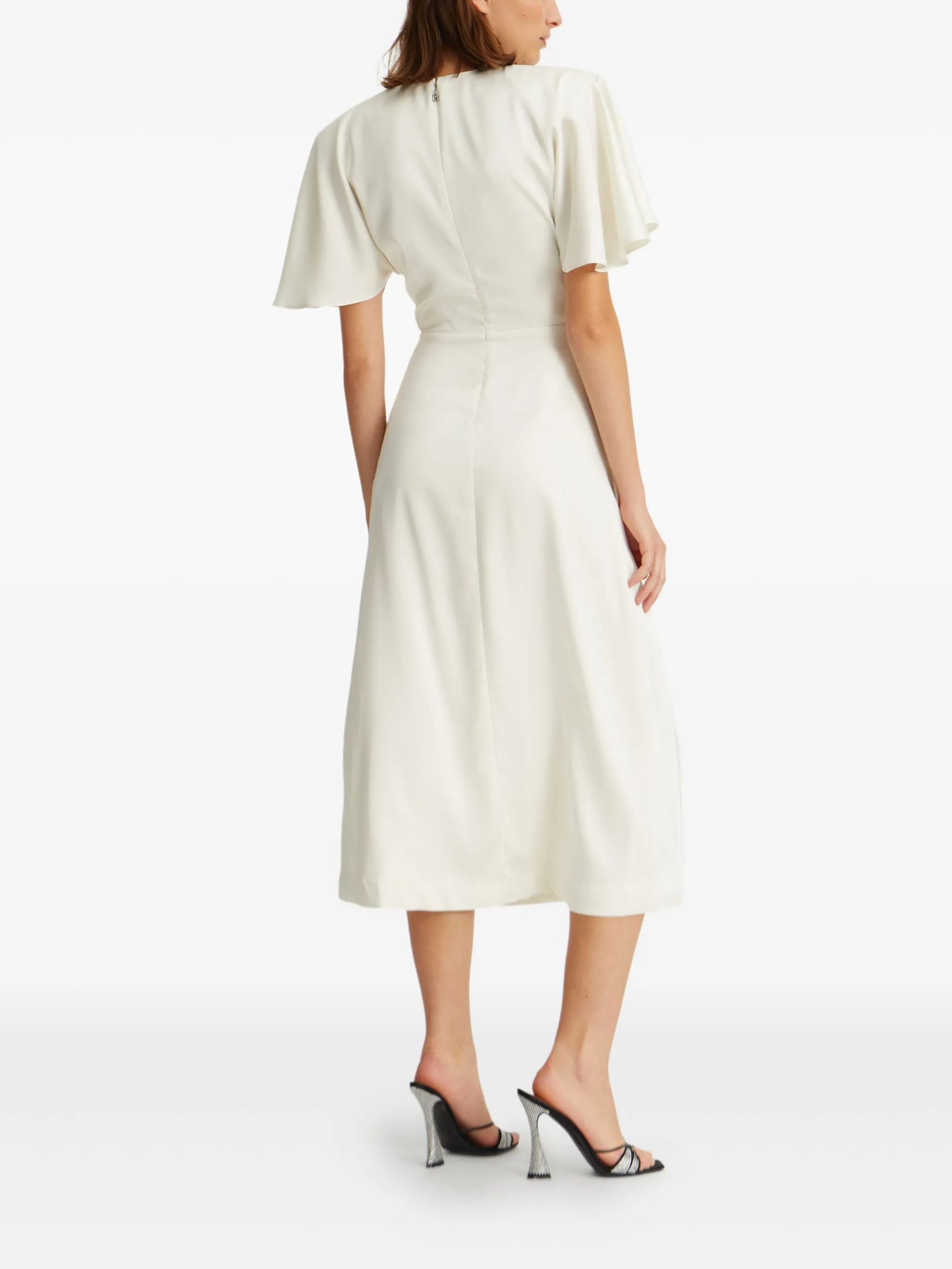 satin slit midi dress