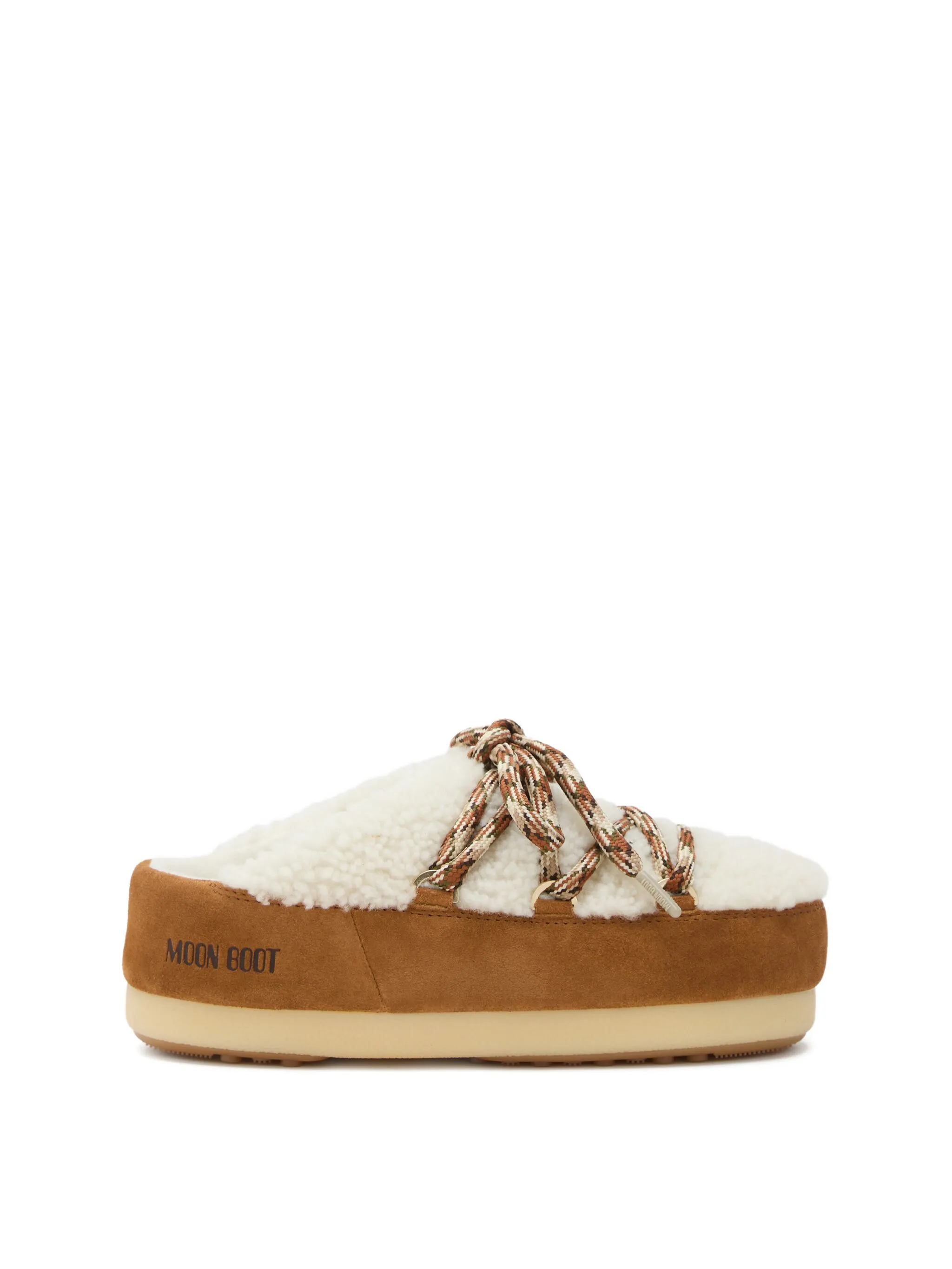 EVX shearling lace-up mules