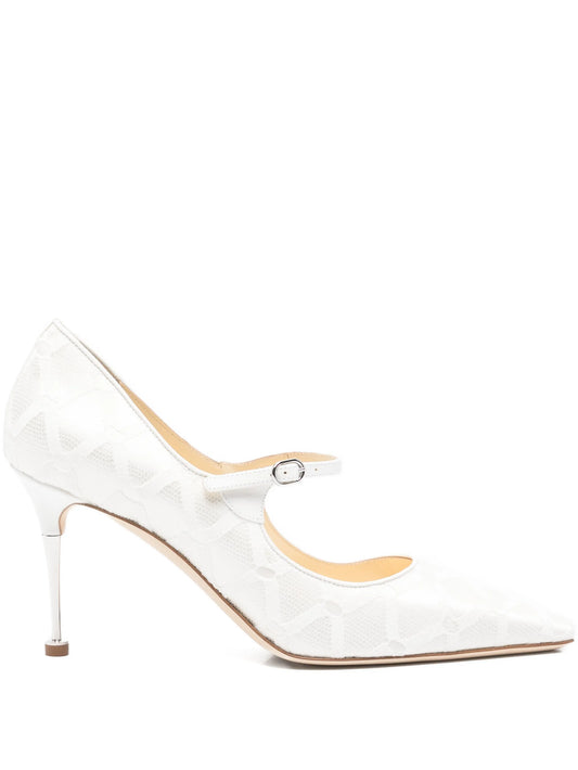 Aleka geometric-pattern strap pumps