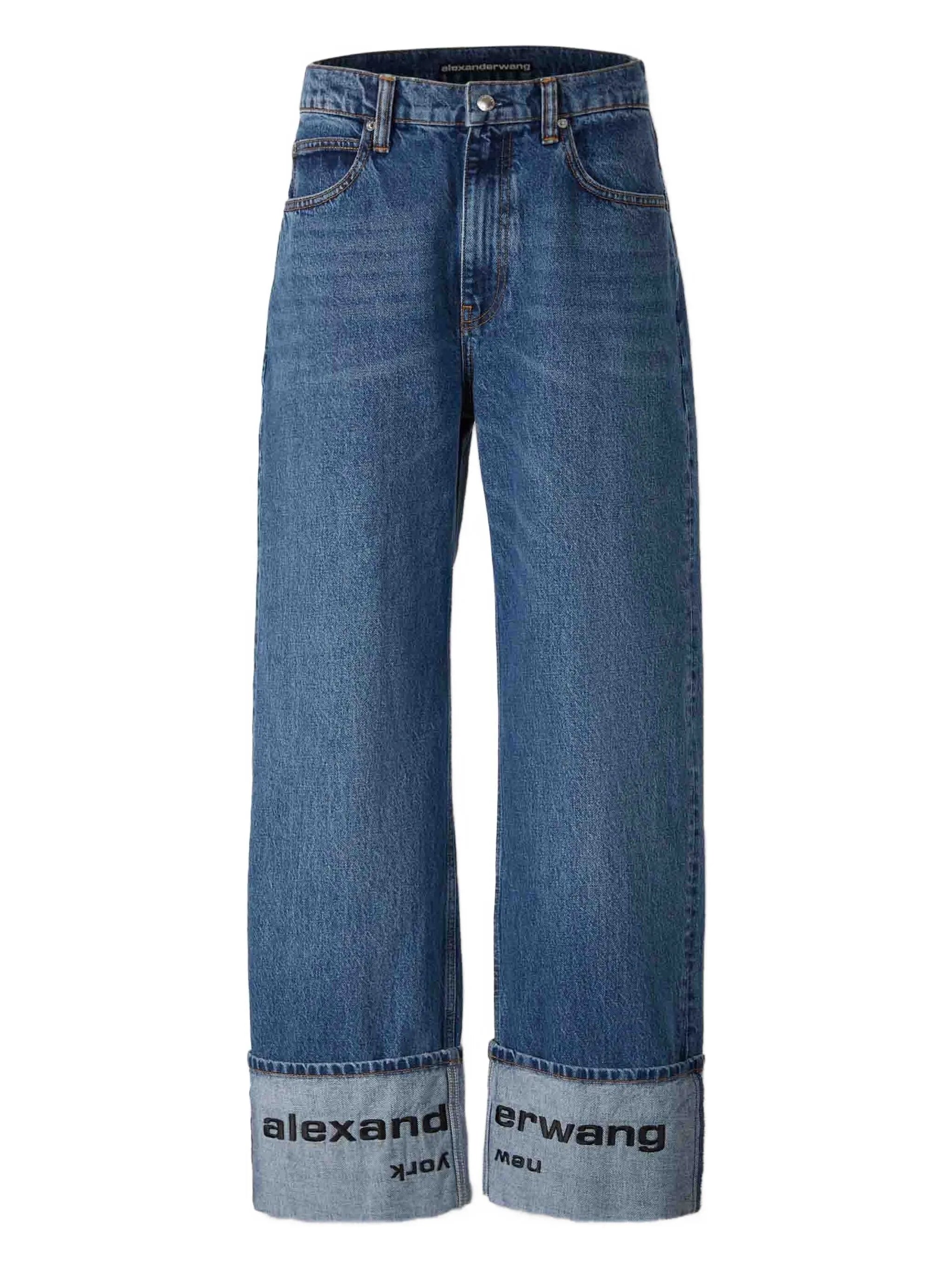 cuffed logo-detail jeans