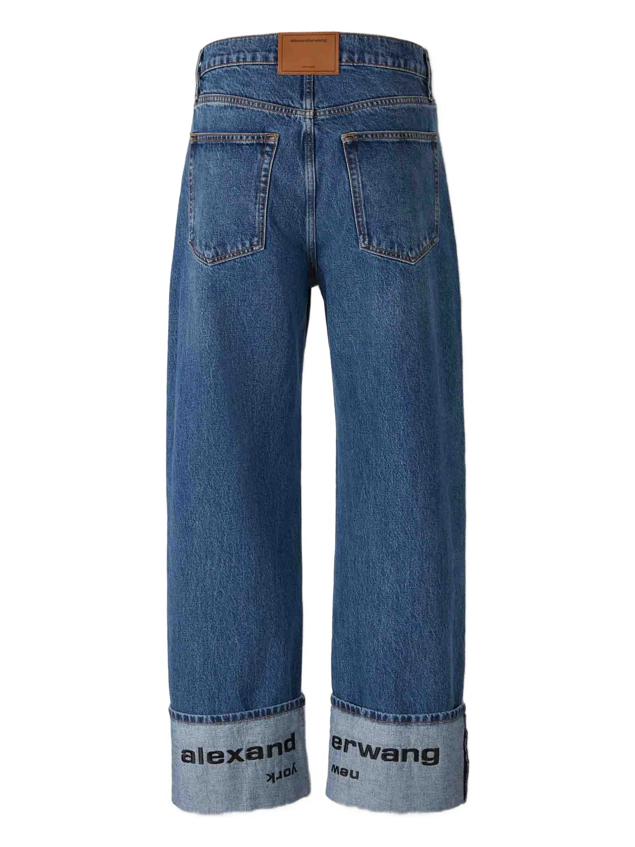 cuffed logo-detail jeans