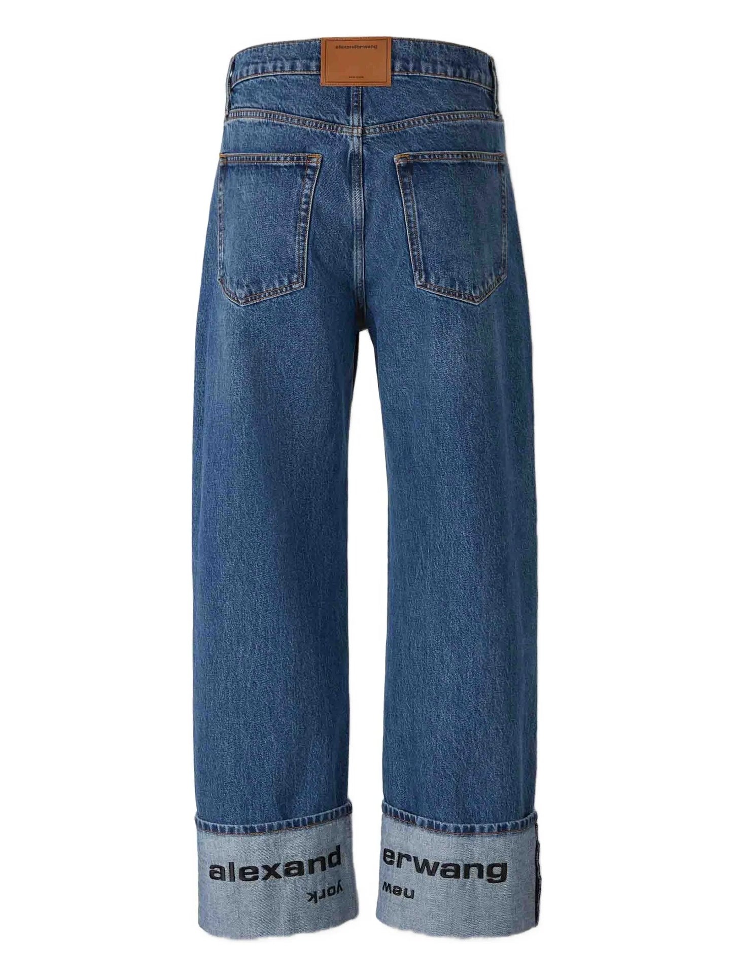 cuffed logo-detail jeans