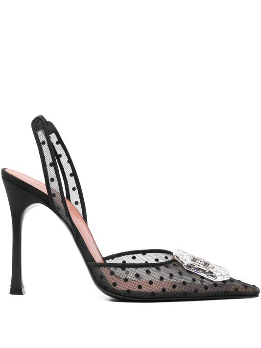 Camelia lace polka-dot pumps