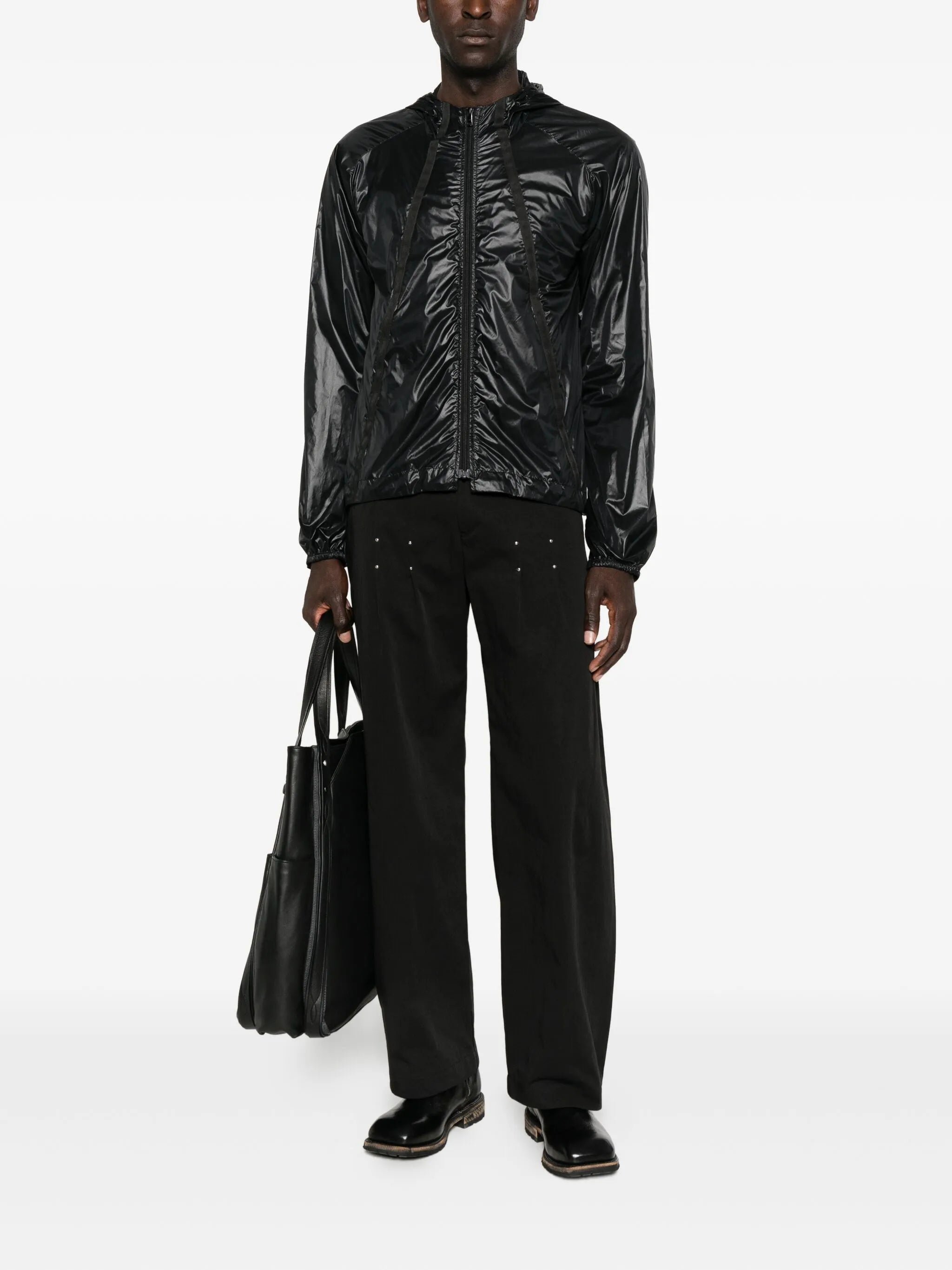 hooded panelled jacket