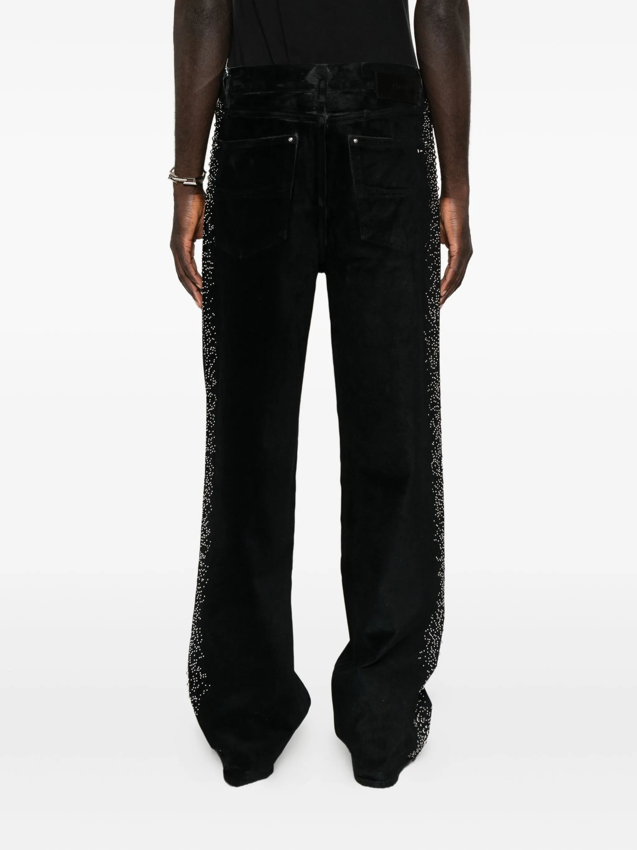 embellished textured jeans
