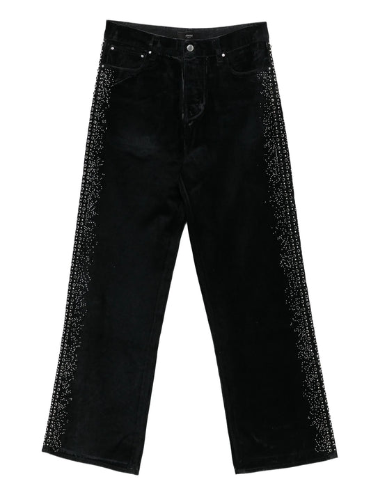 embellished textured jeans