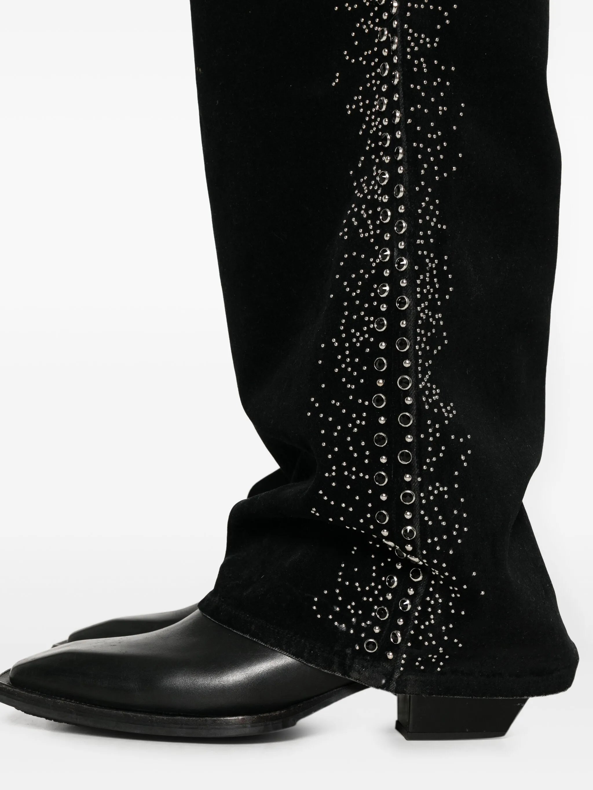 embellished textured jeans