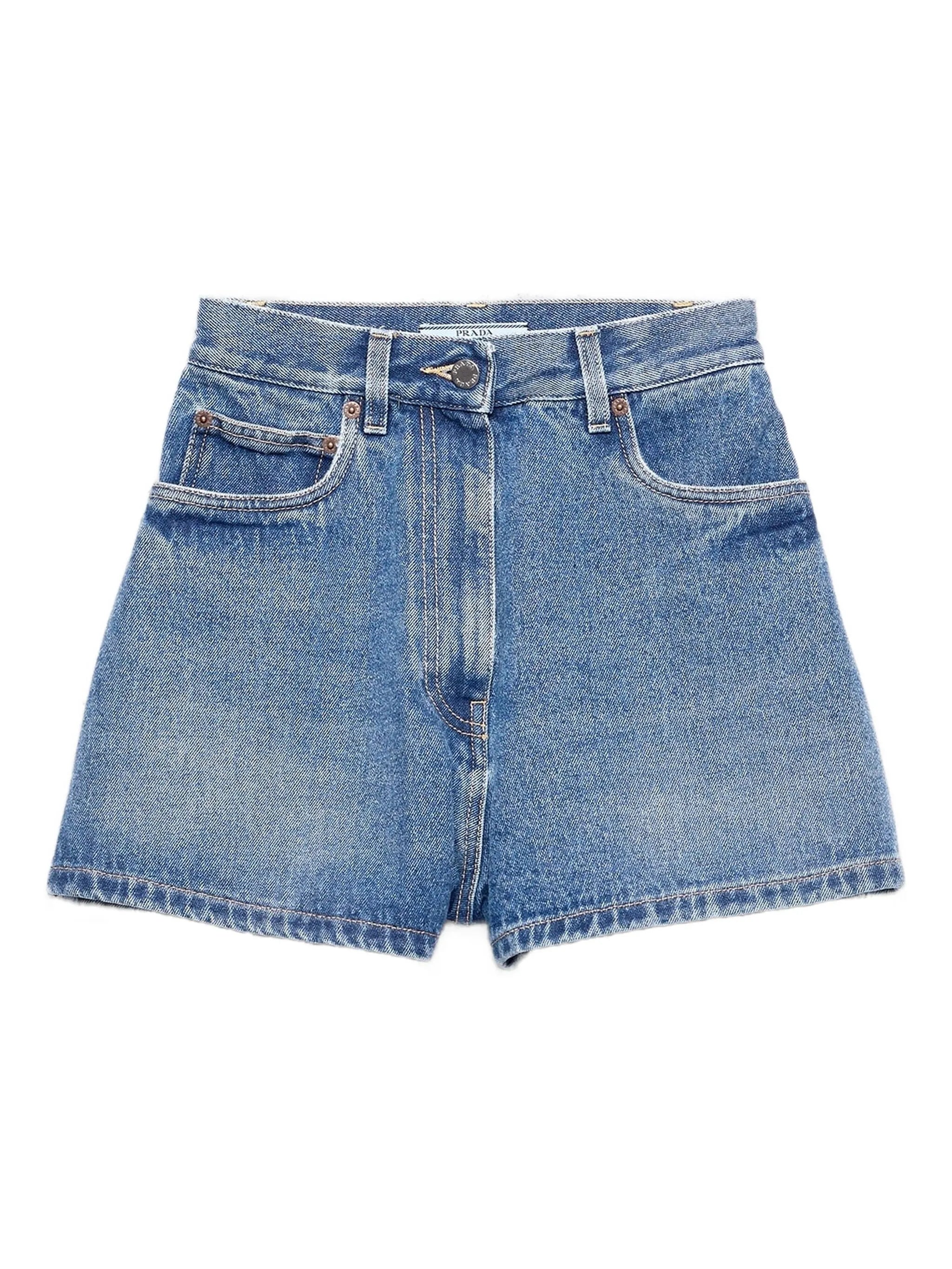 high-rise five-pocket denim shorts