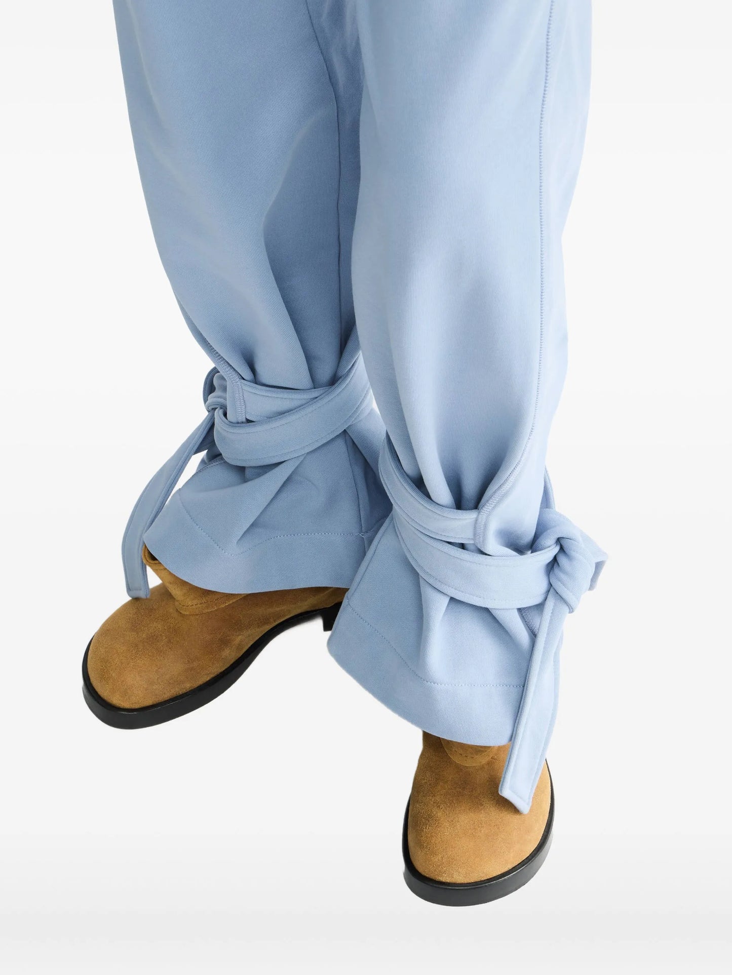 tie-fastening cotton trousers