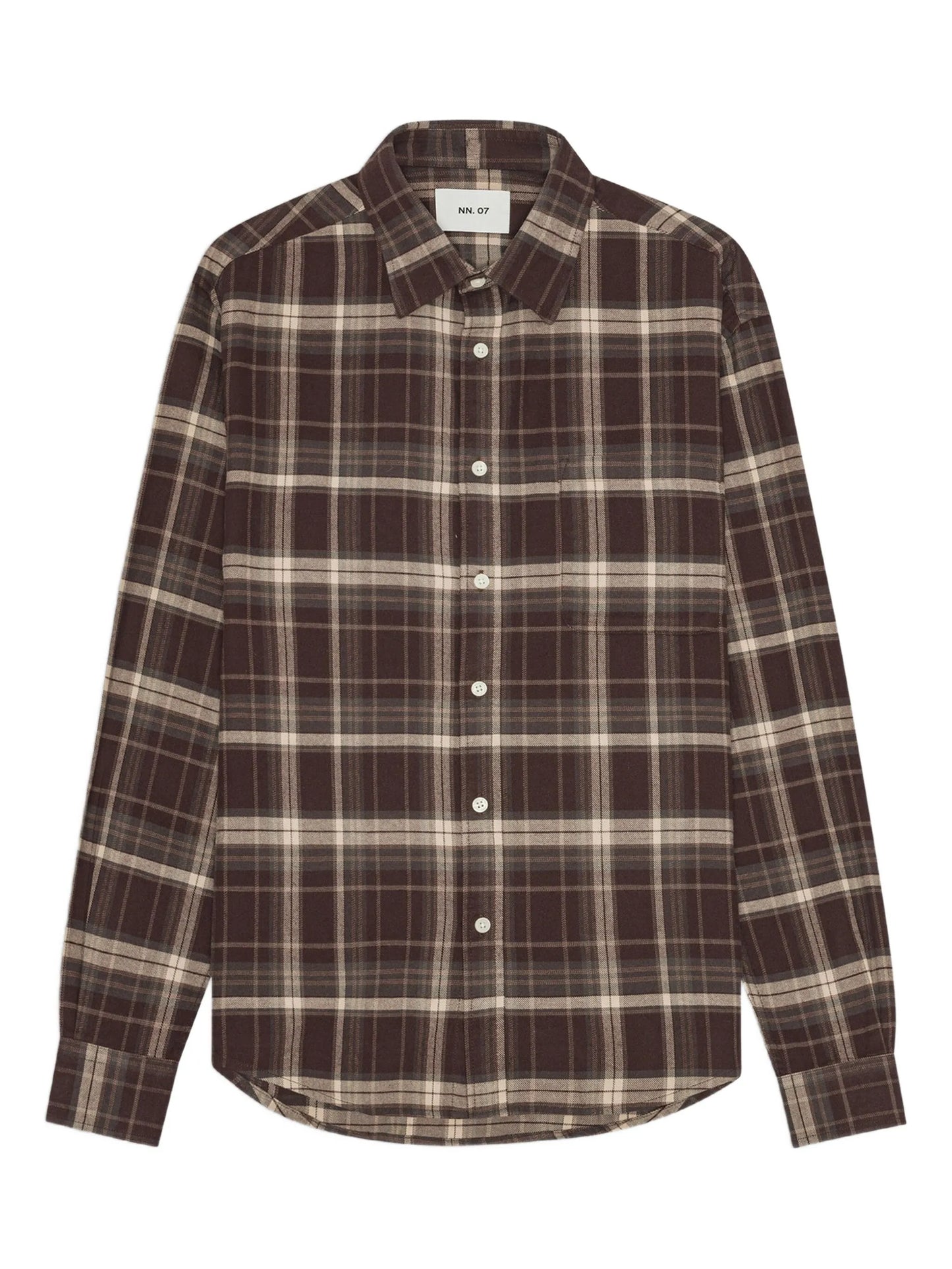 Button-up shirt made in soft cotton and woven in a flannel twill weave.