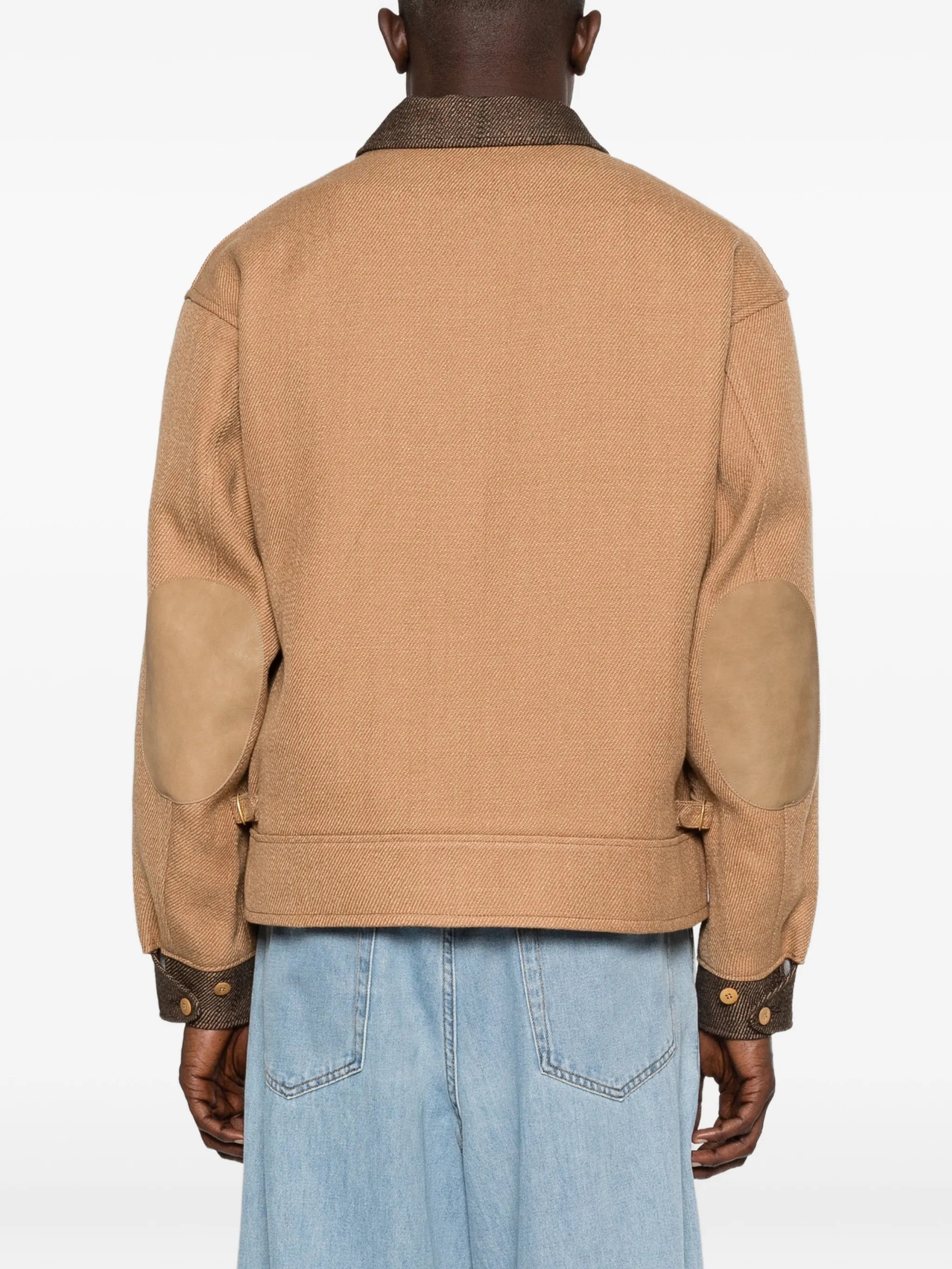 contrast-collar zip jacket