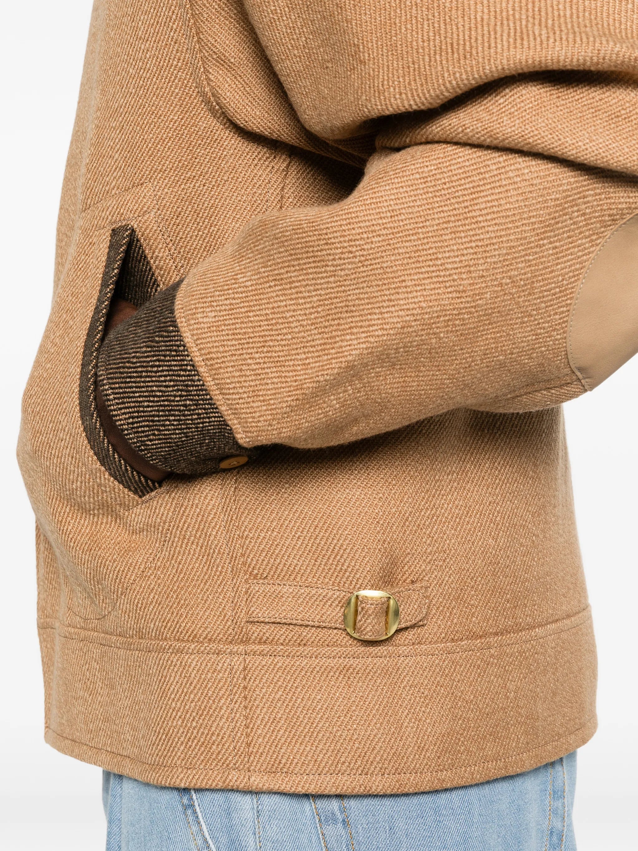 contrast-collar zip jacket
