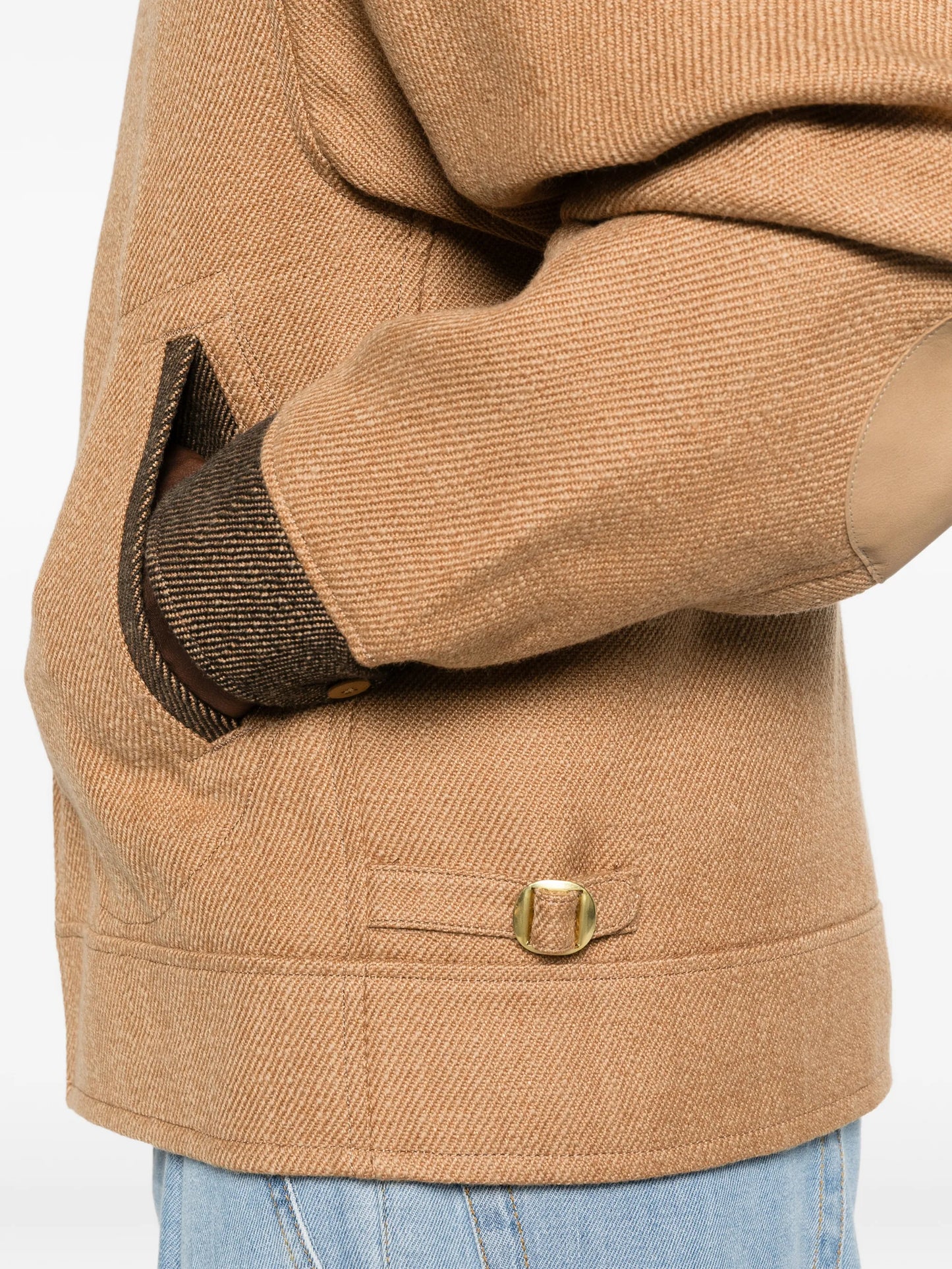 contrast-collar zip jacket