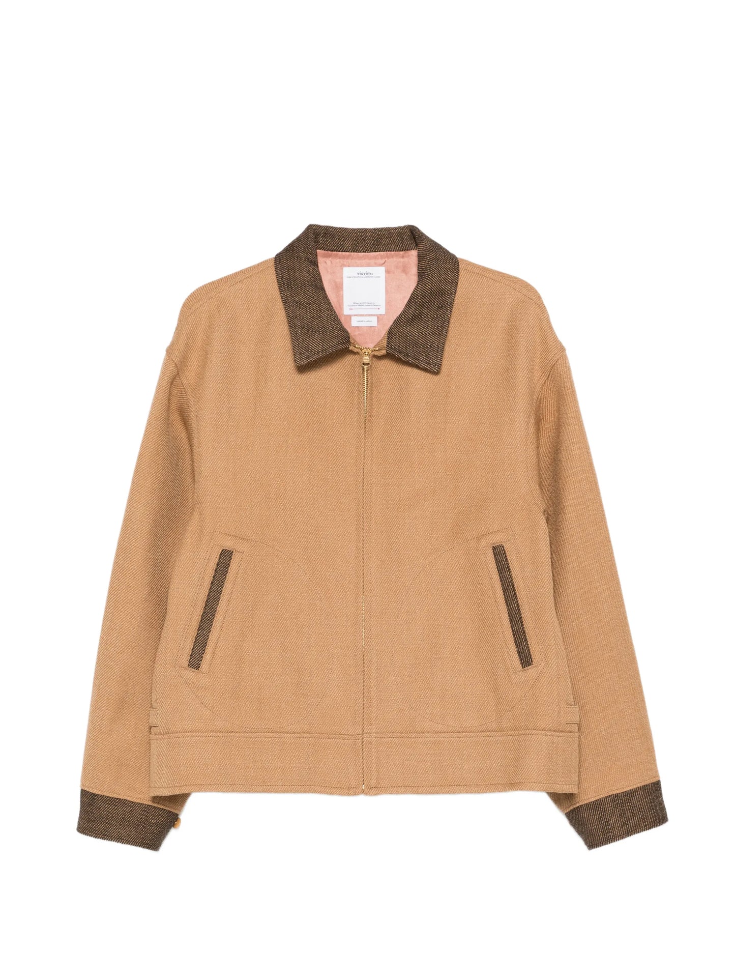 contrast-collar zip jacket