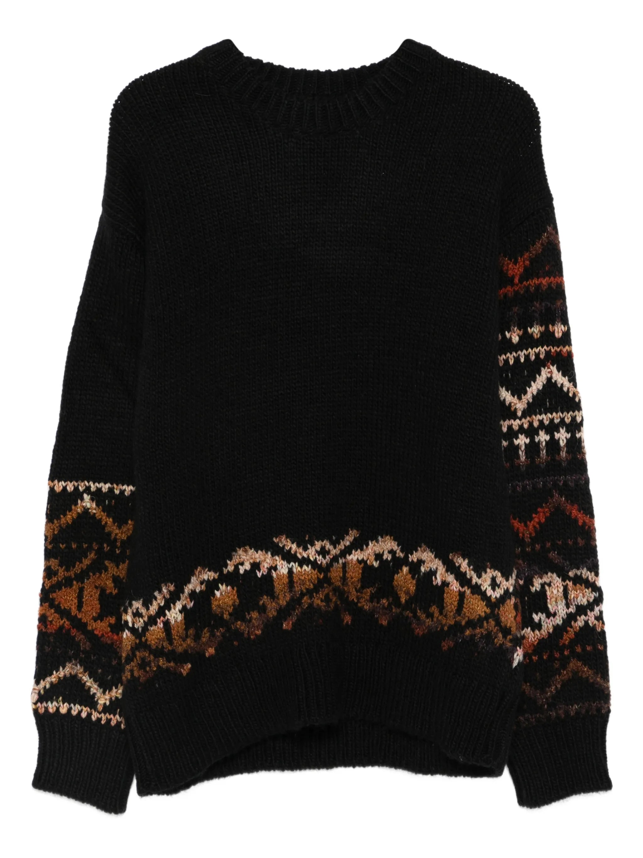 Relaxed-fit crew neck sweater crafted from a medium-weight woolen blend for a soft, textured hand feel.