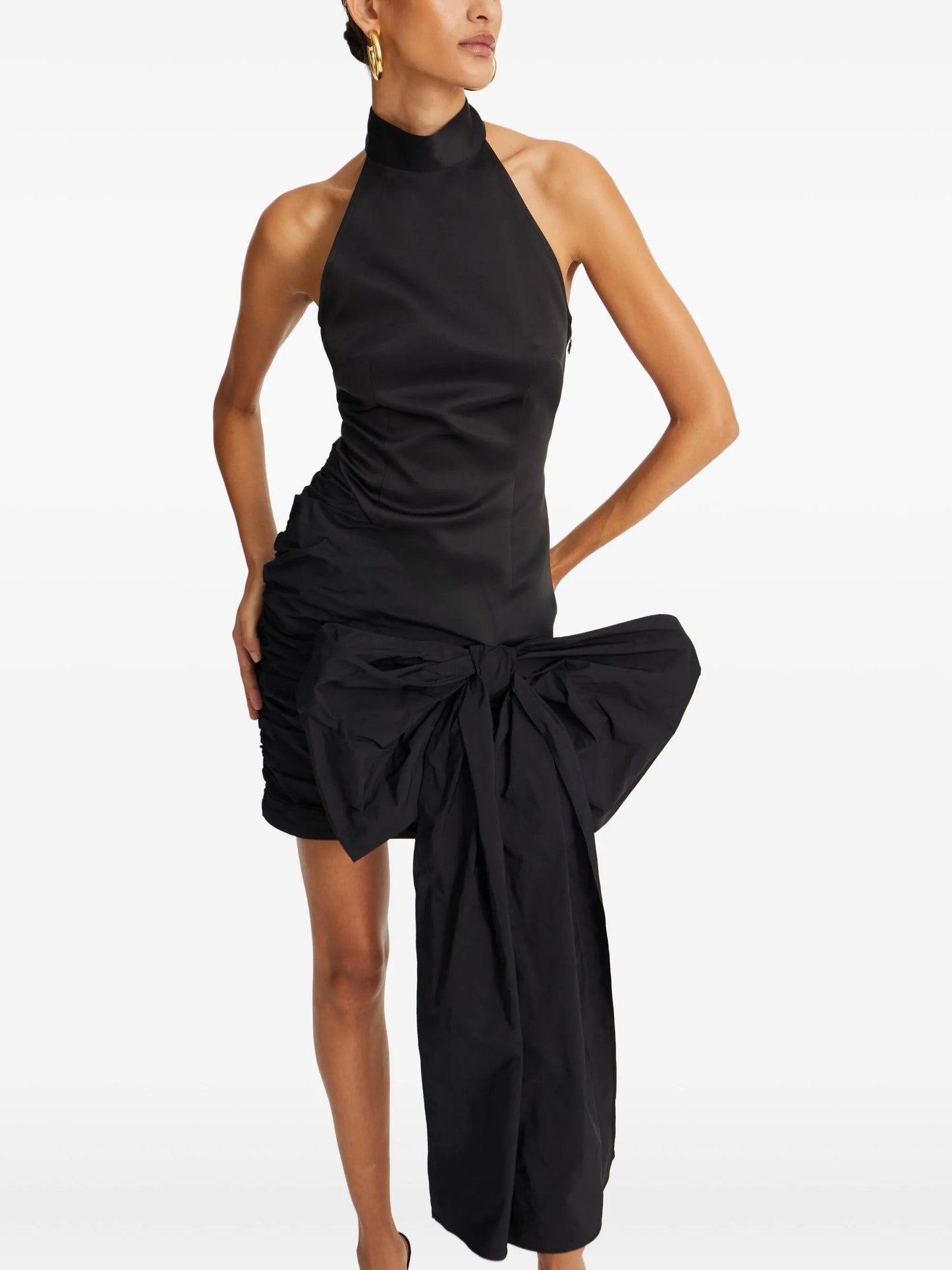 halterneck bow-detail mini dress