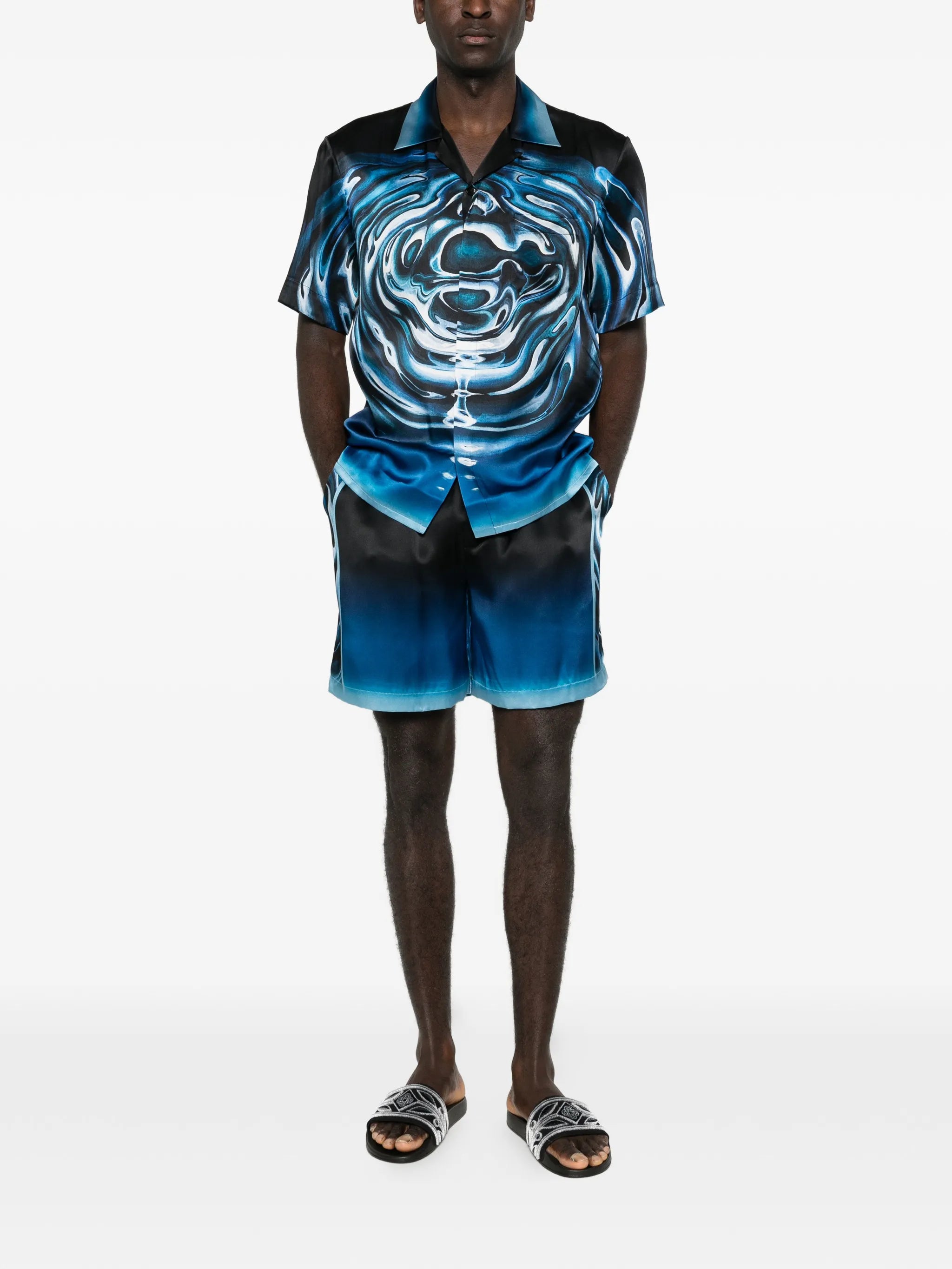 warped logo silk shorts