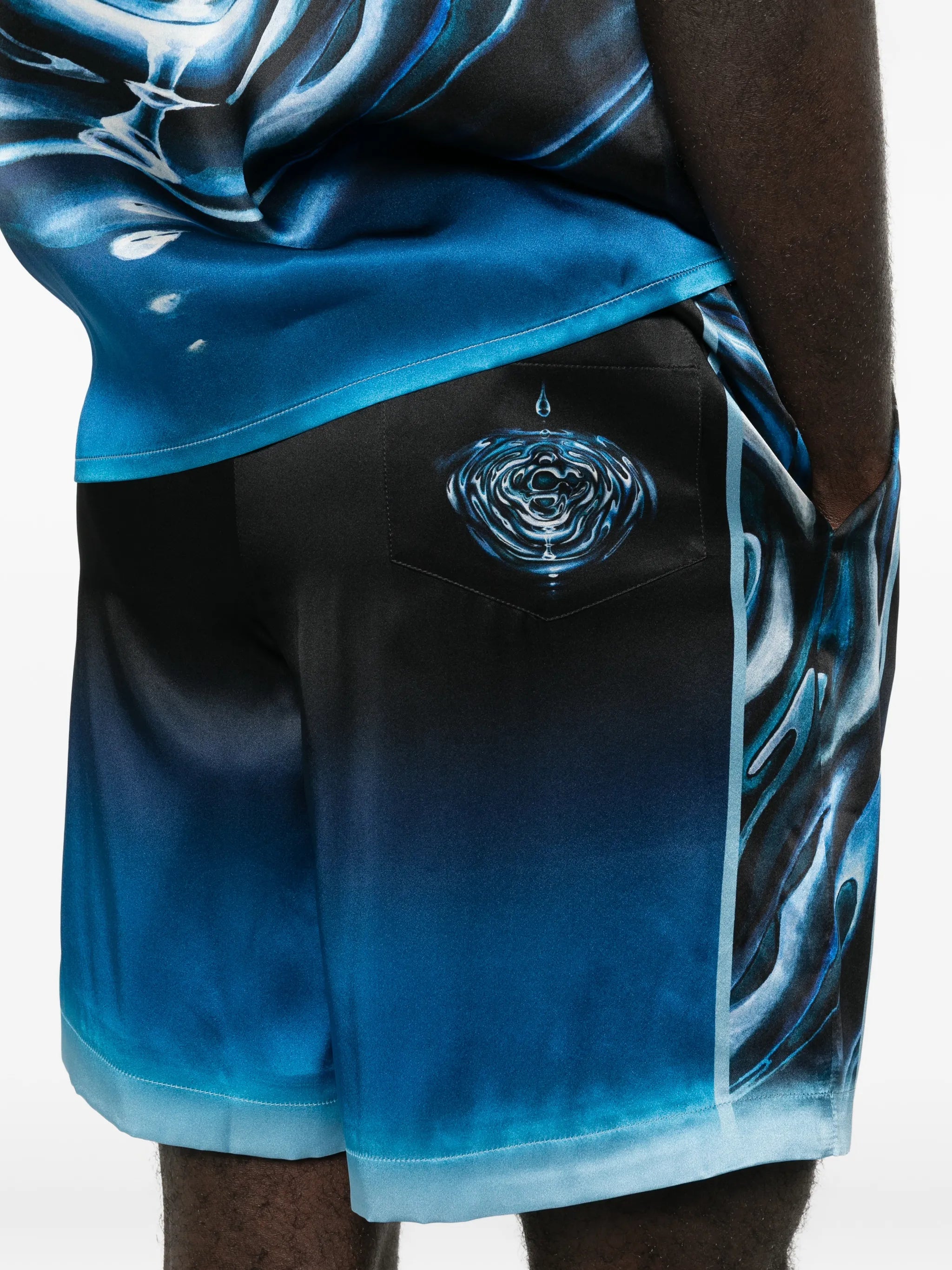 warped logo silk shorts