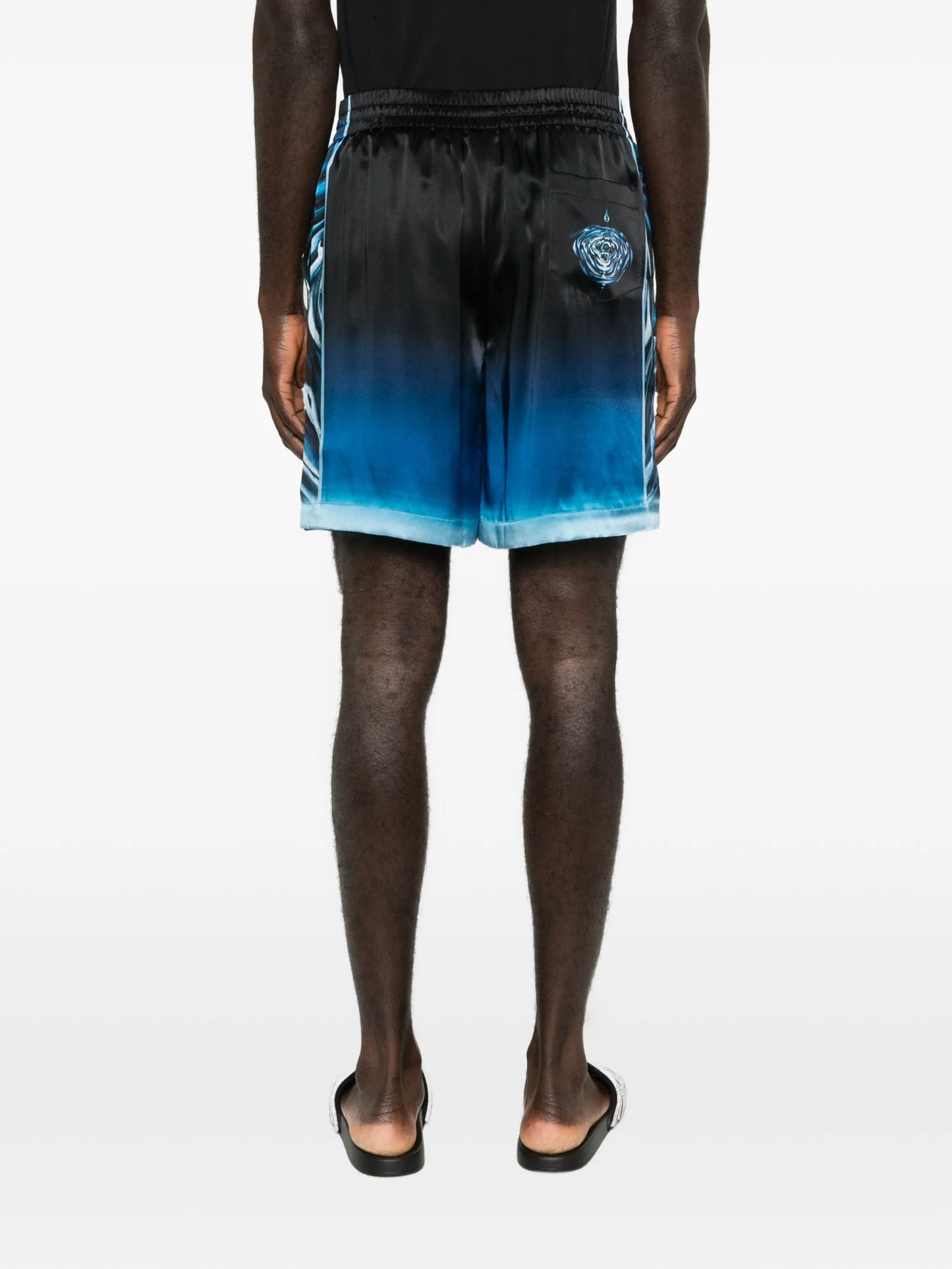 warped logo silk shorts