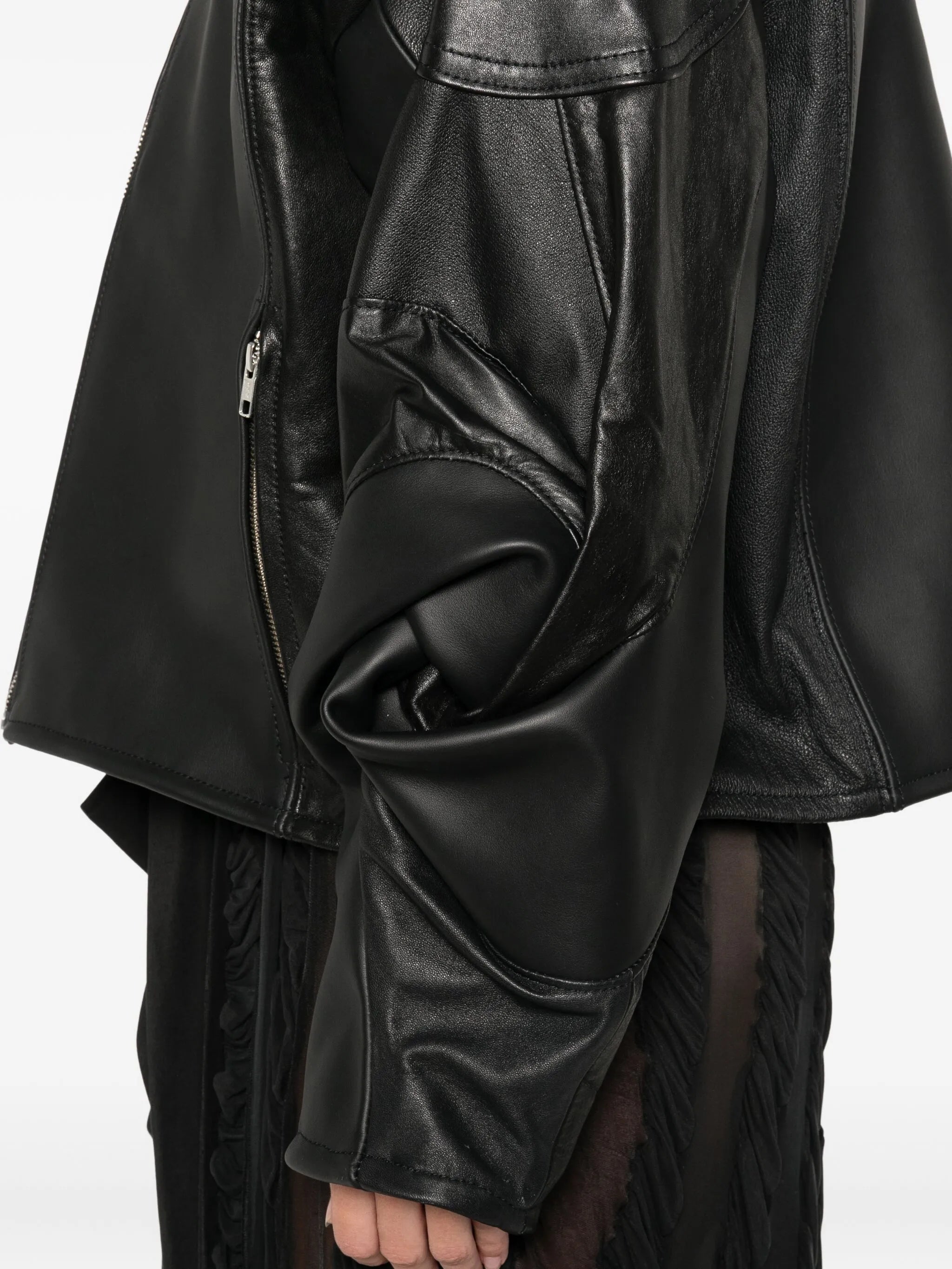 rose-detail leather jacket
