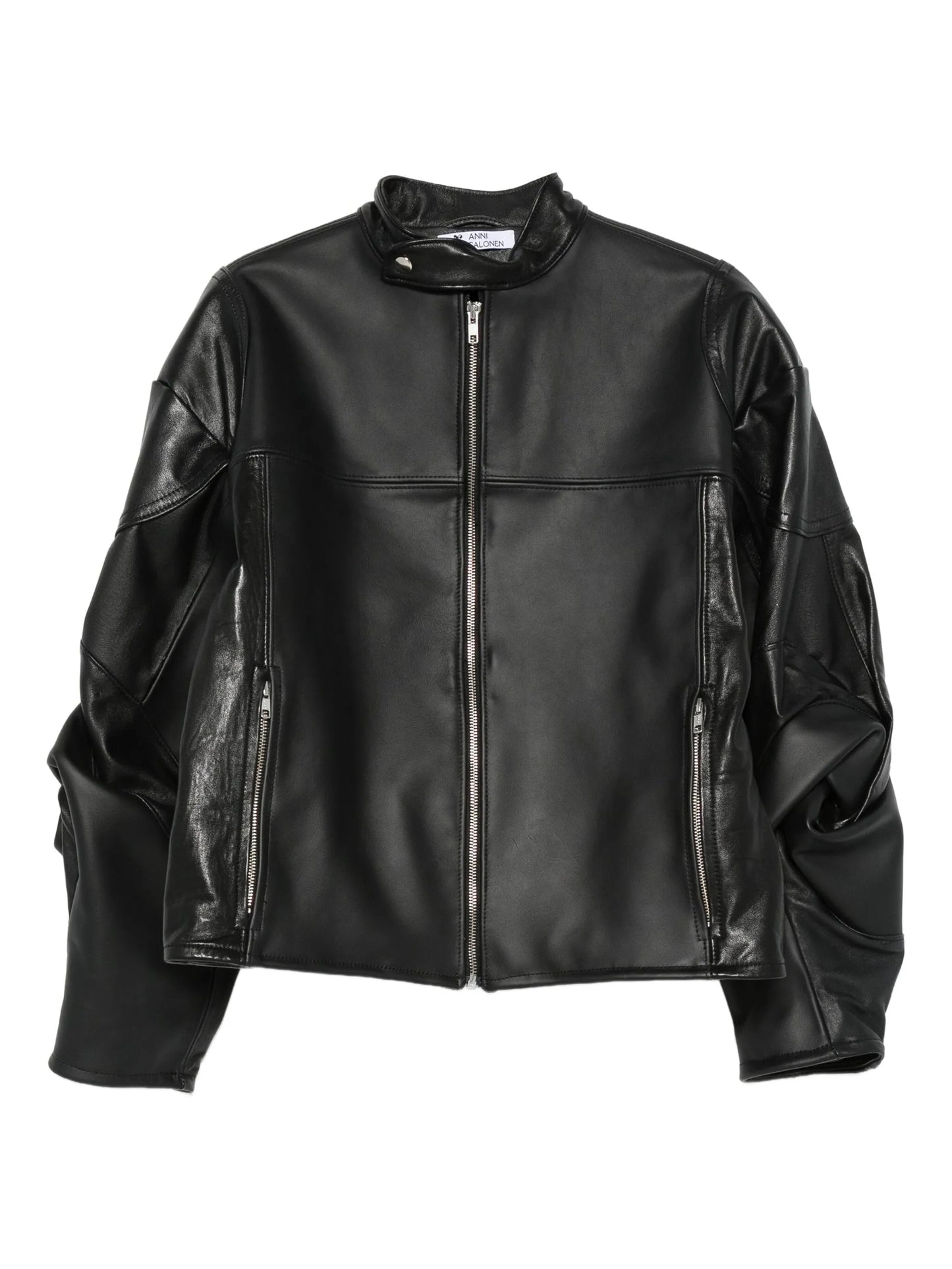 rose-detail leather jacket