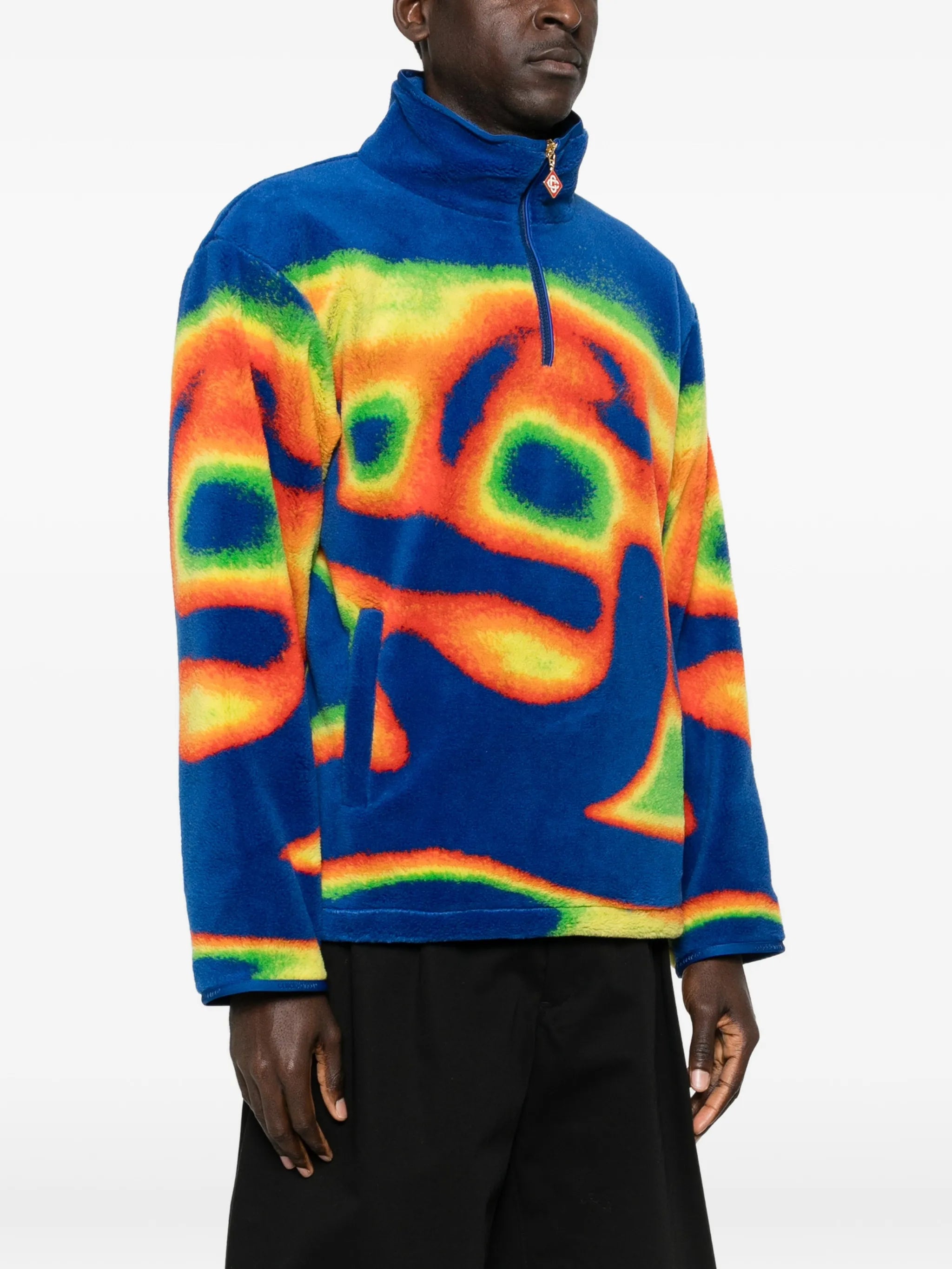 zip abstract fleece sweatshirt