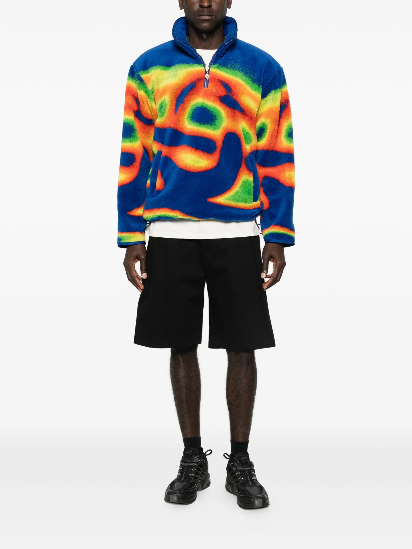 zip abstract fleece sweatshirt