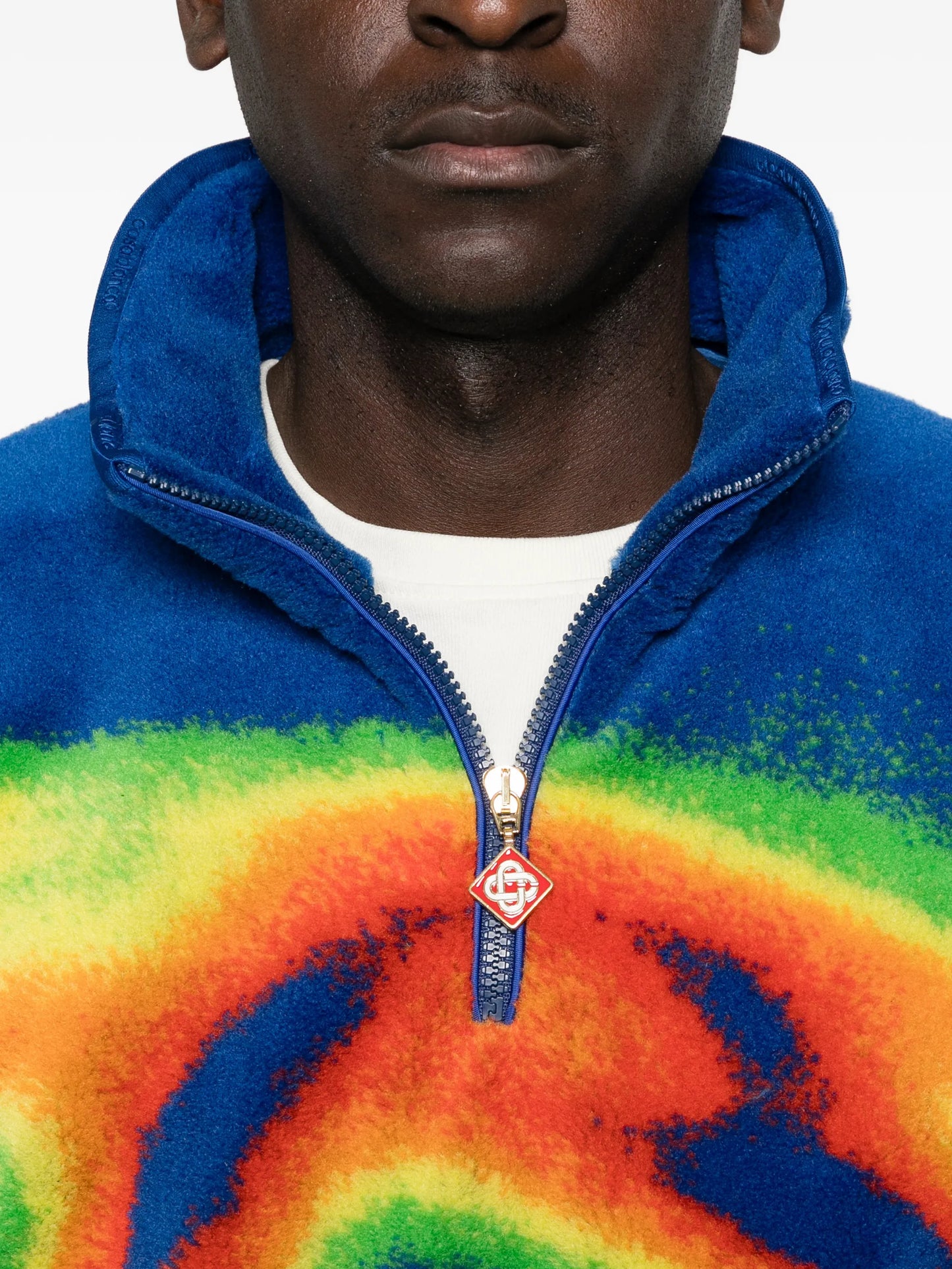 zip abstract fleece sweatshirt
