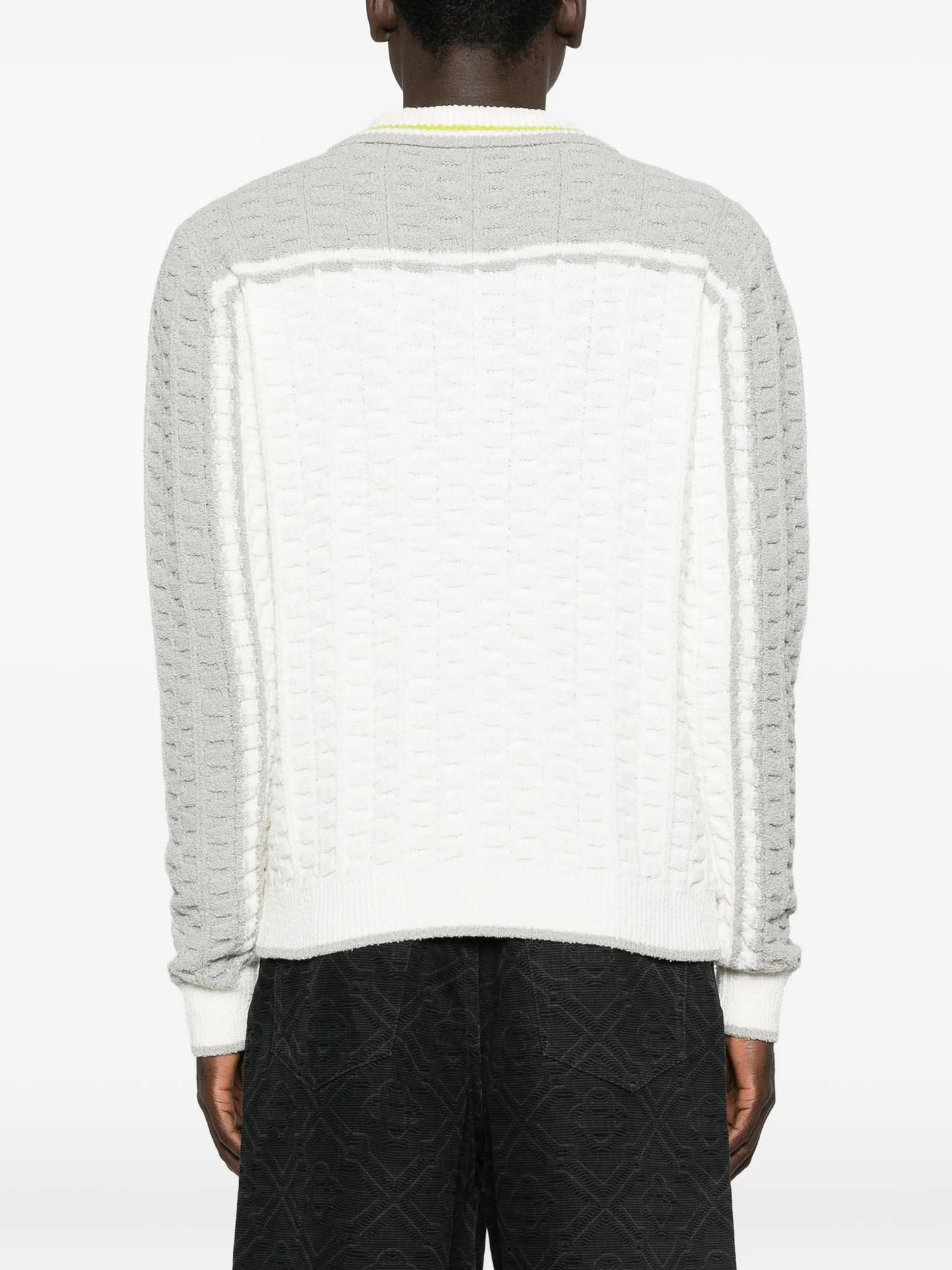 long-sleeve boucle polo shirt