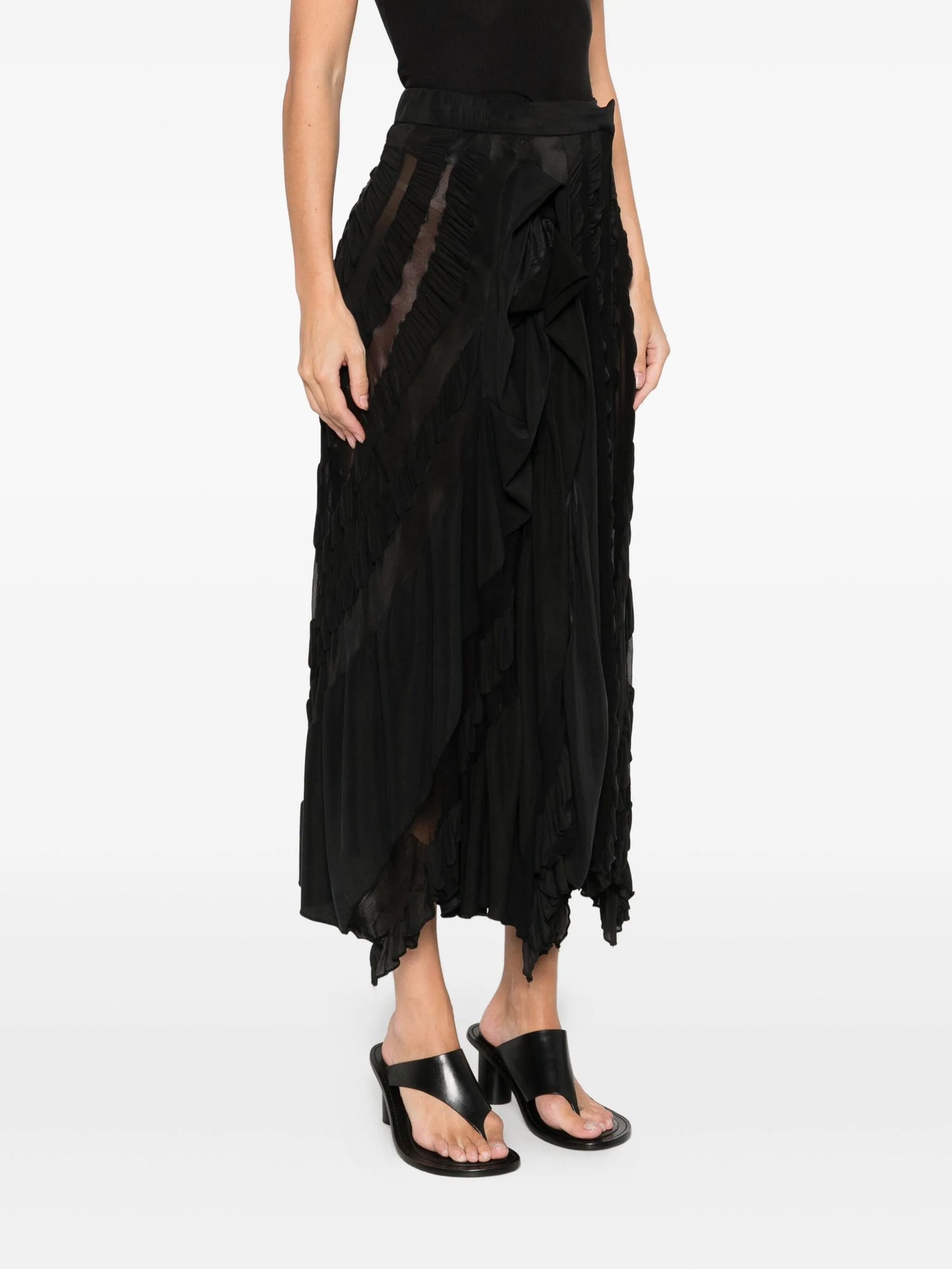ruffled midi skirt