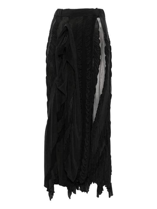 ruffled midi skirt