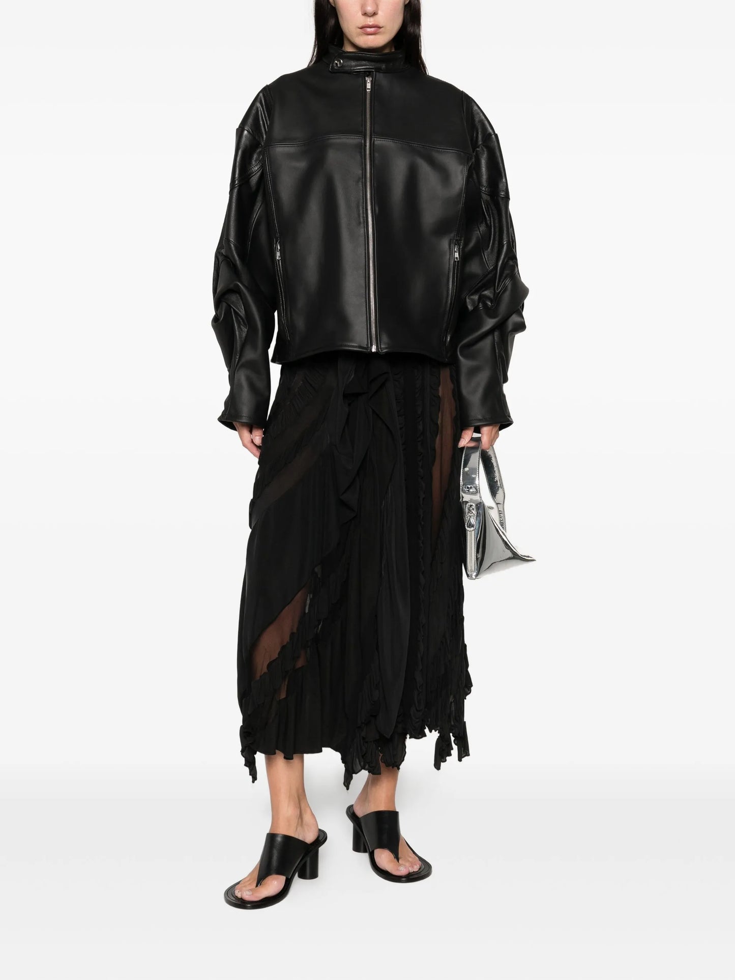 ruffled midi skirt
