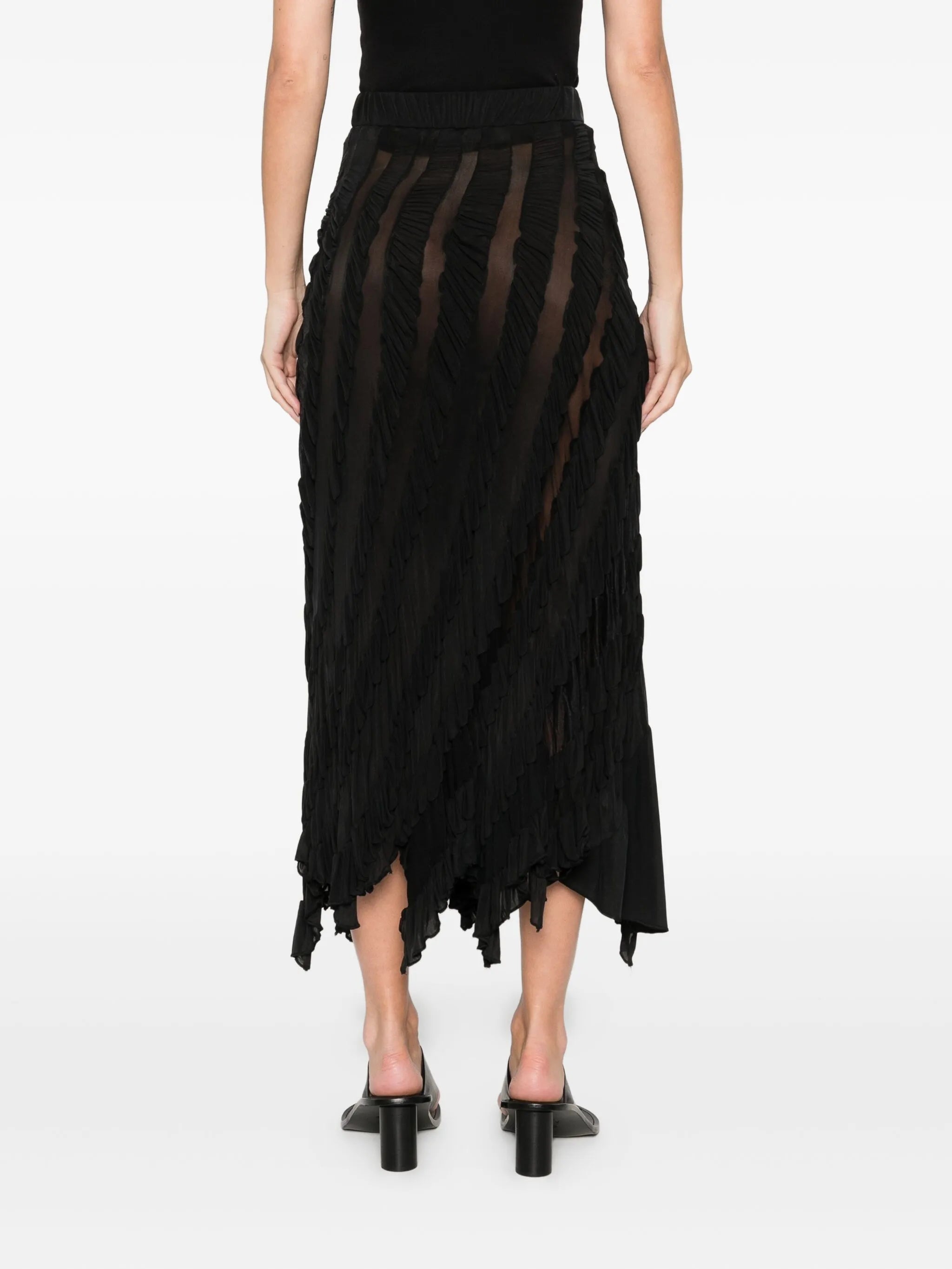 ruffled midi skirt