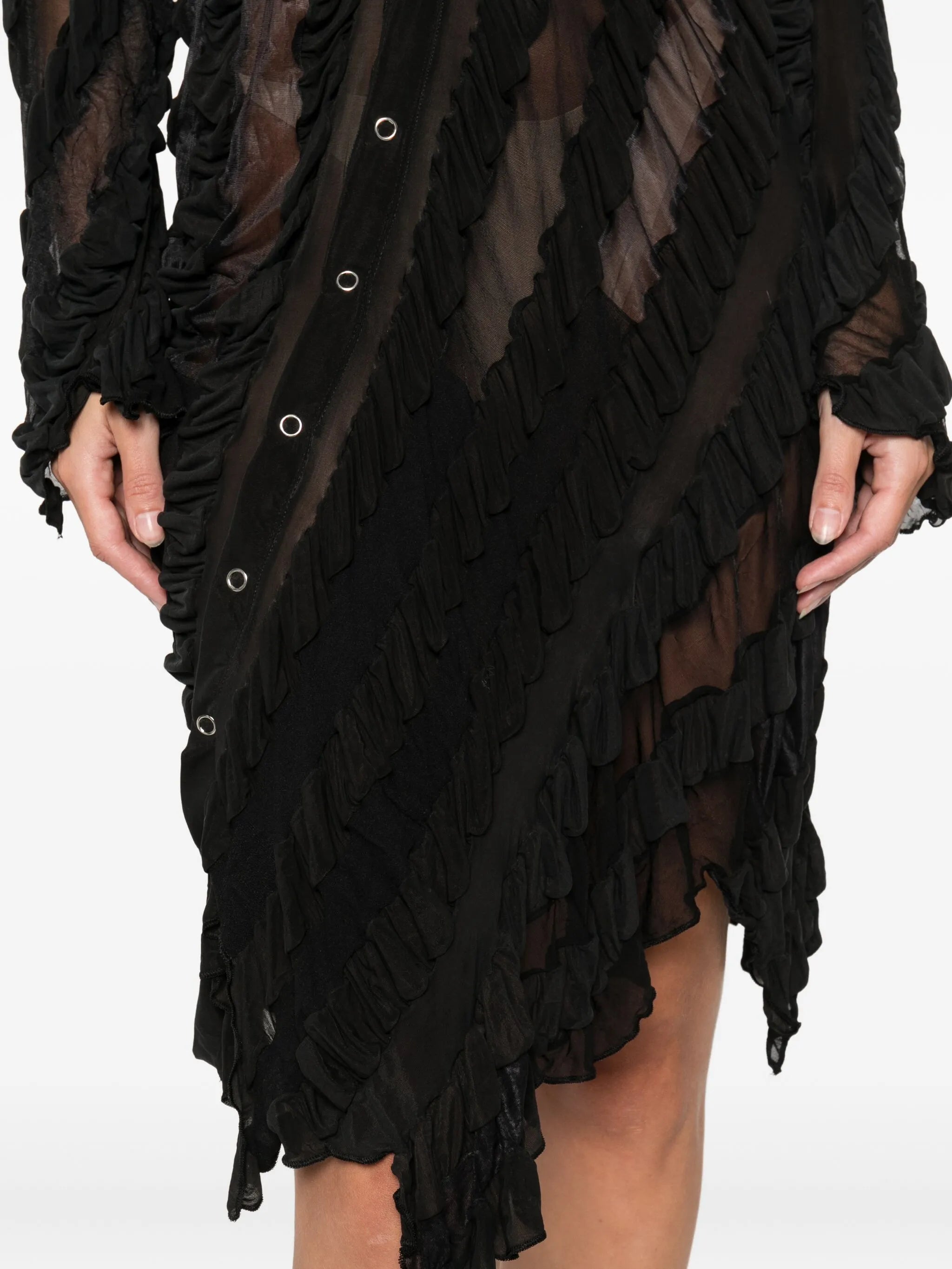 ruffled shirt midi dress
