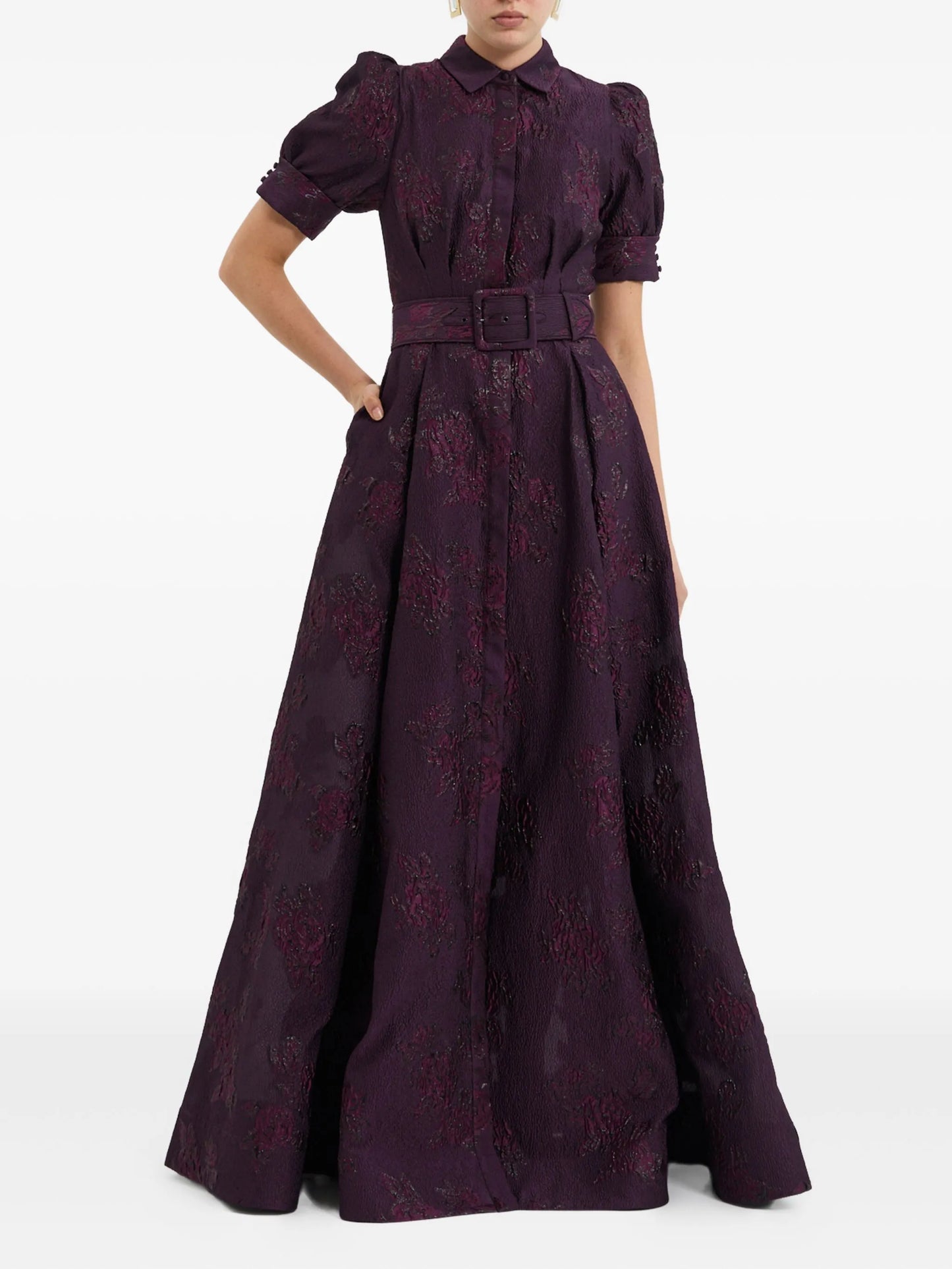 Afina puff-sleeve gown maxi dress
