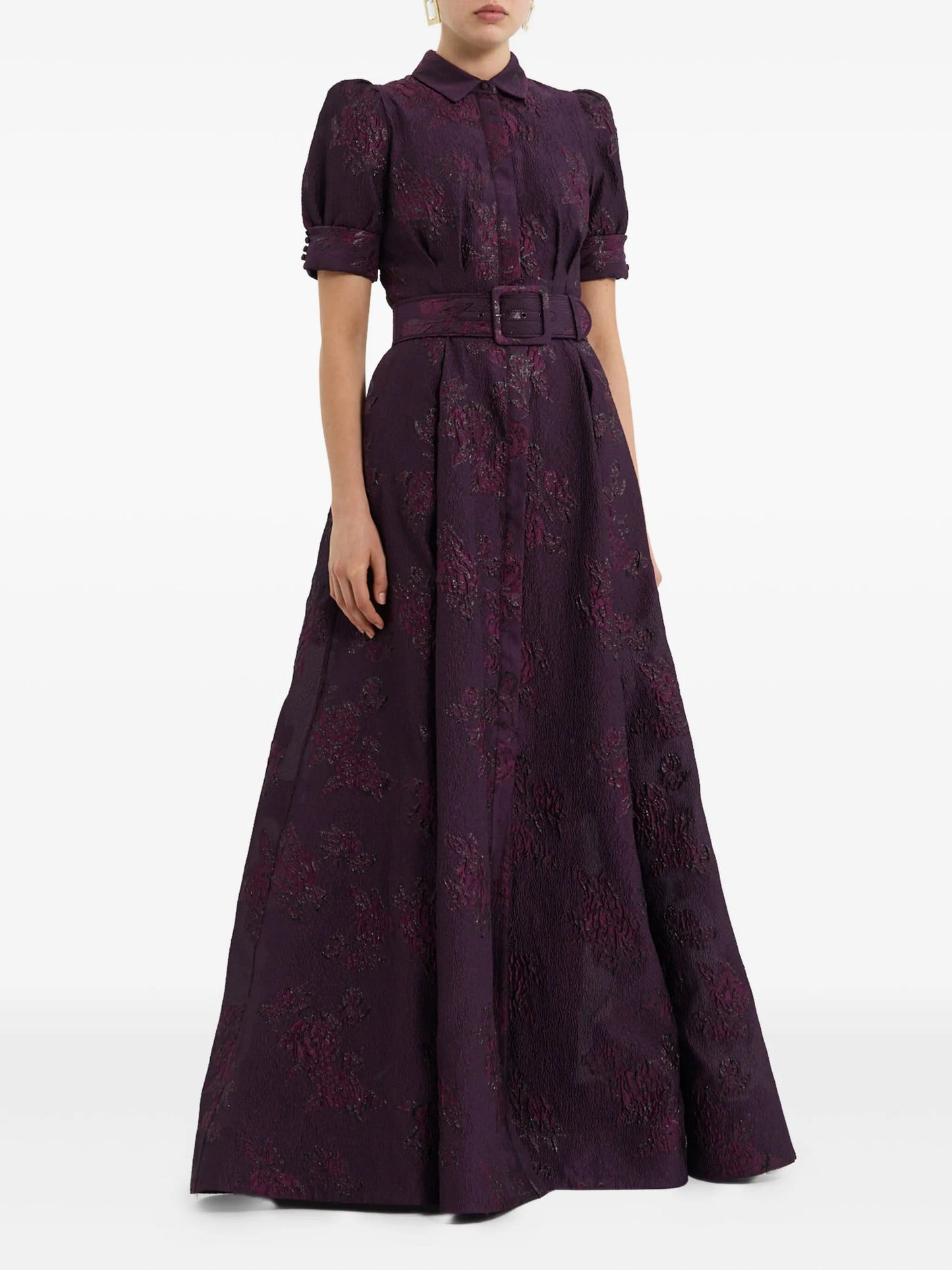 Afina puff-sleeve gown maxi dress