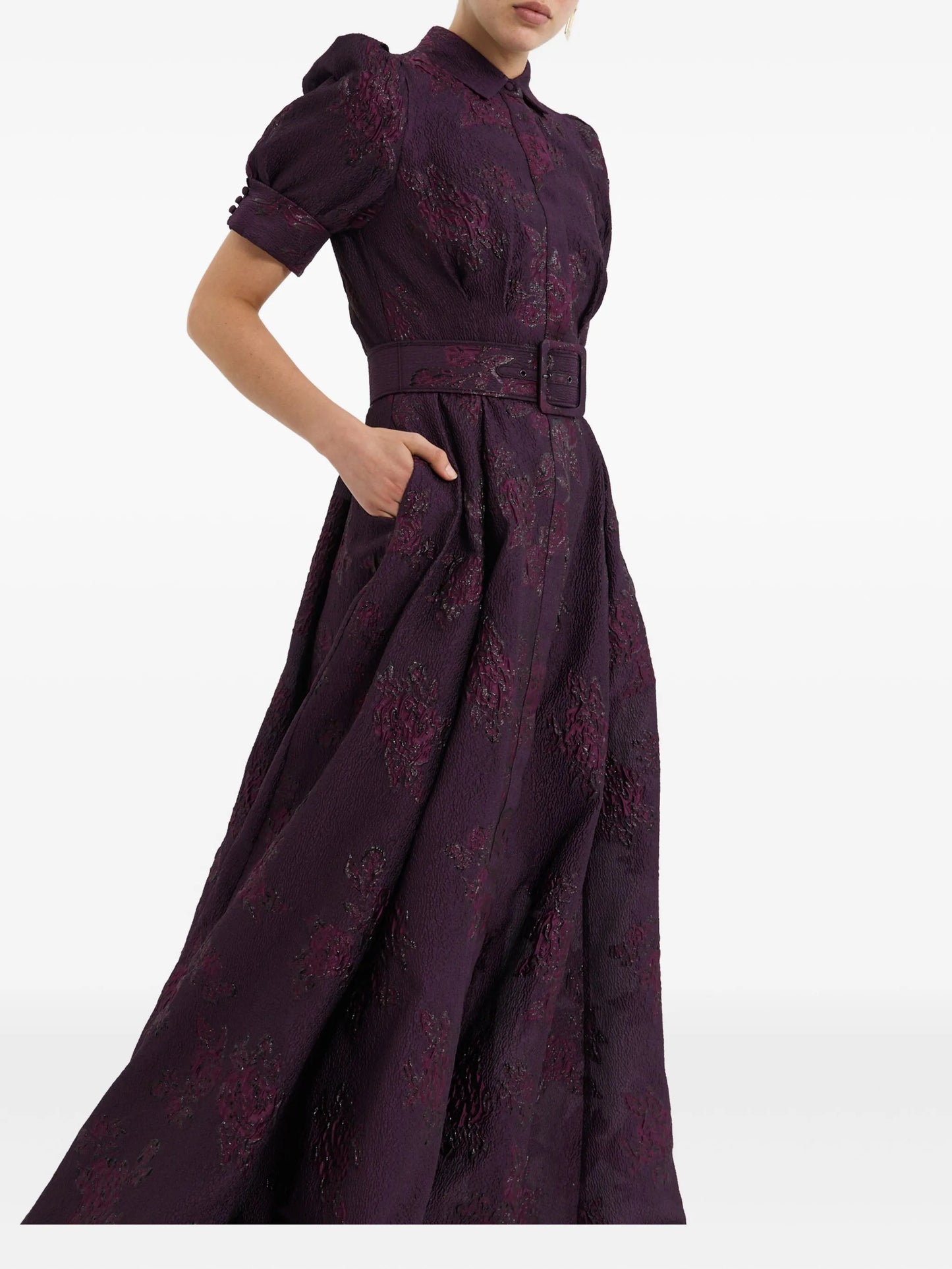 Afina puff-sleeve gown maxi dress