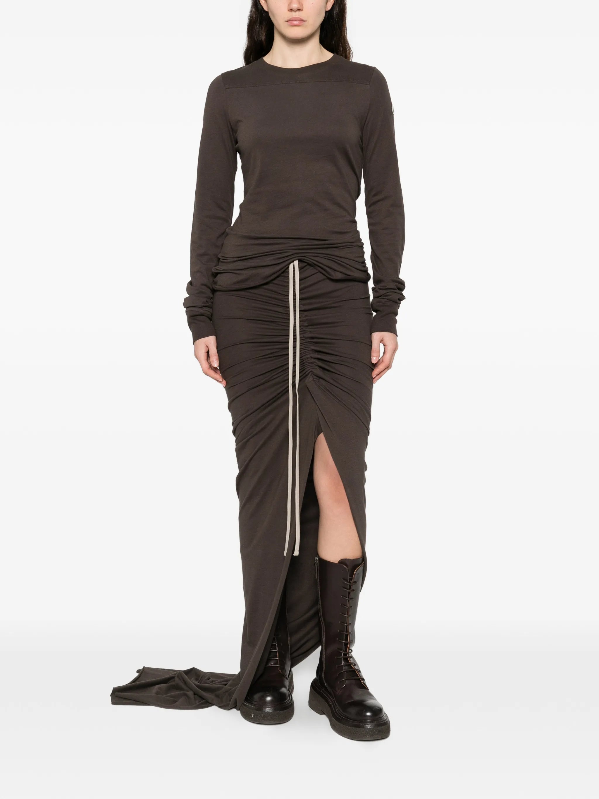 drawstring slit maxi skirt