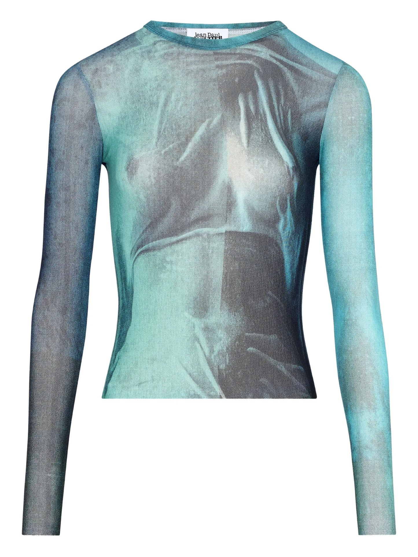 Water print long-sleeved t-shirt