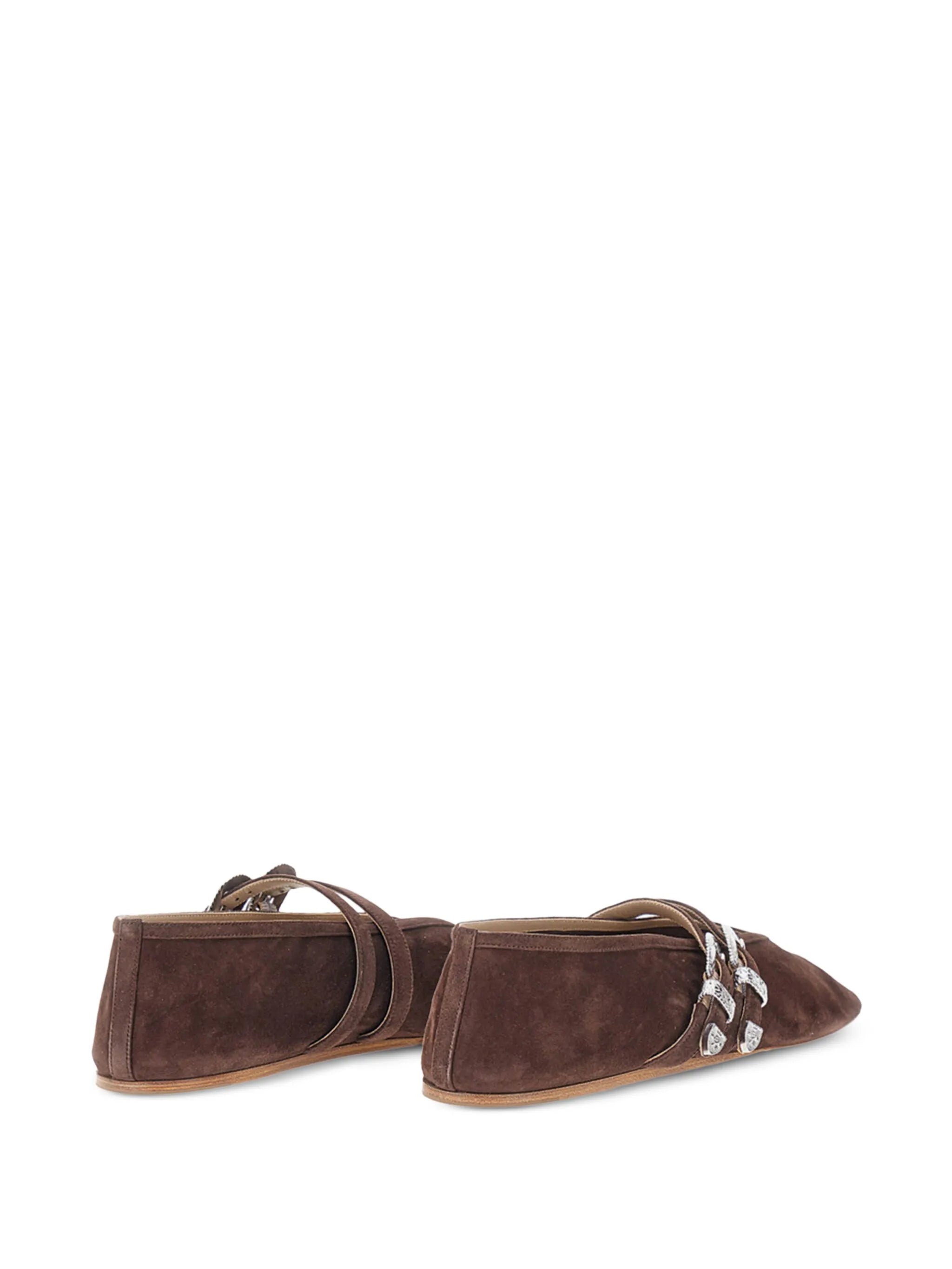 Claudia buckled suede ballet flats