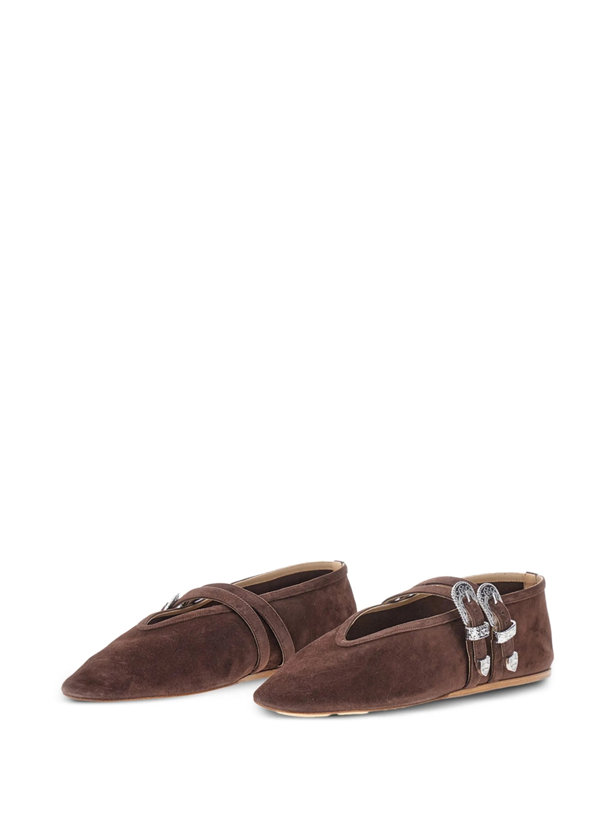 Claudia buckled suede ballet flats