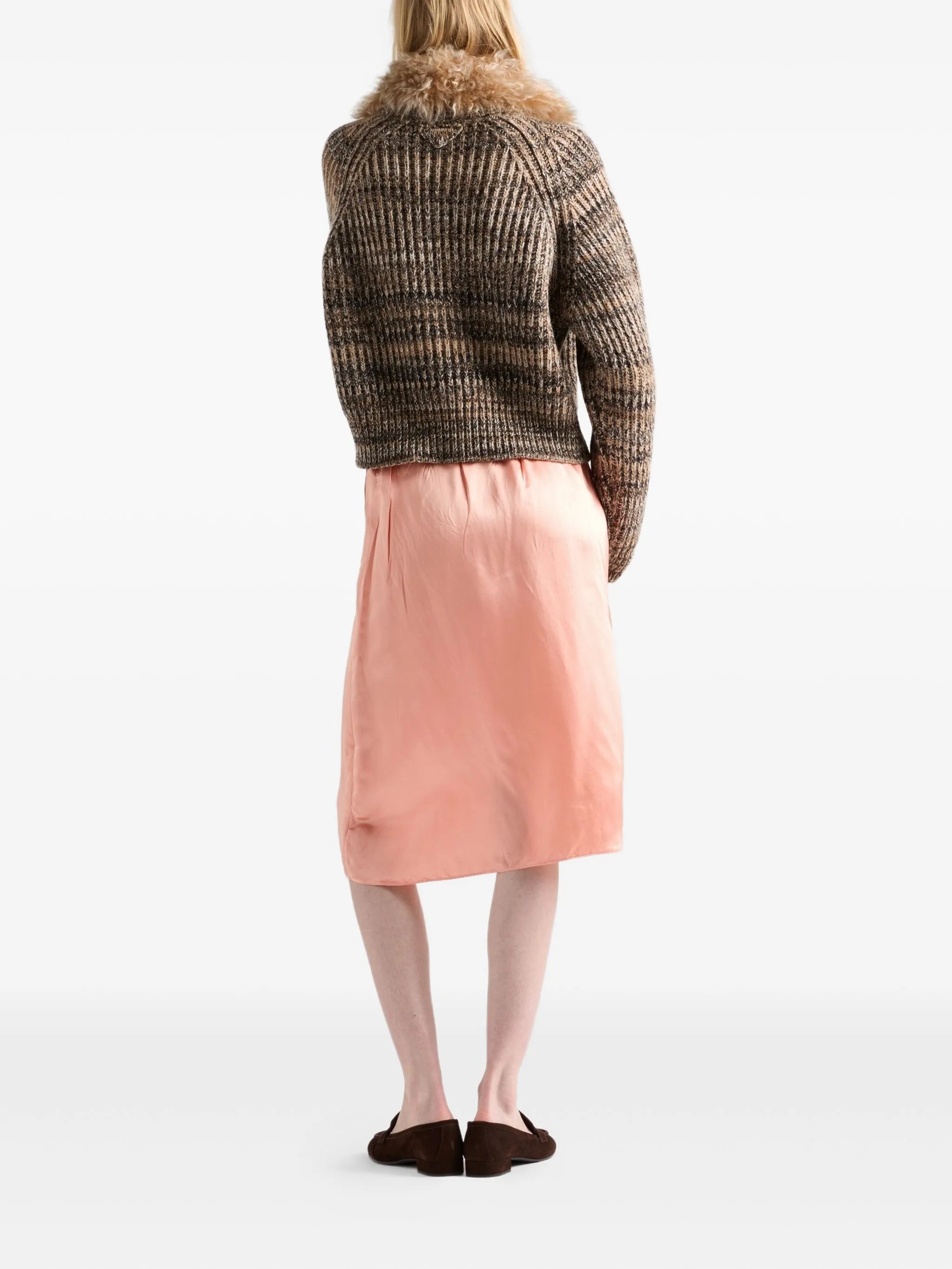 wrinkled-effect satin skirt