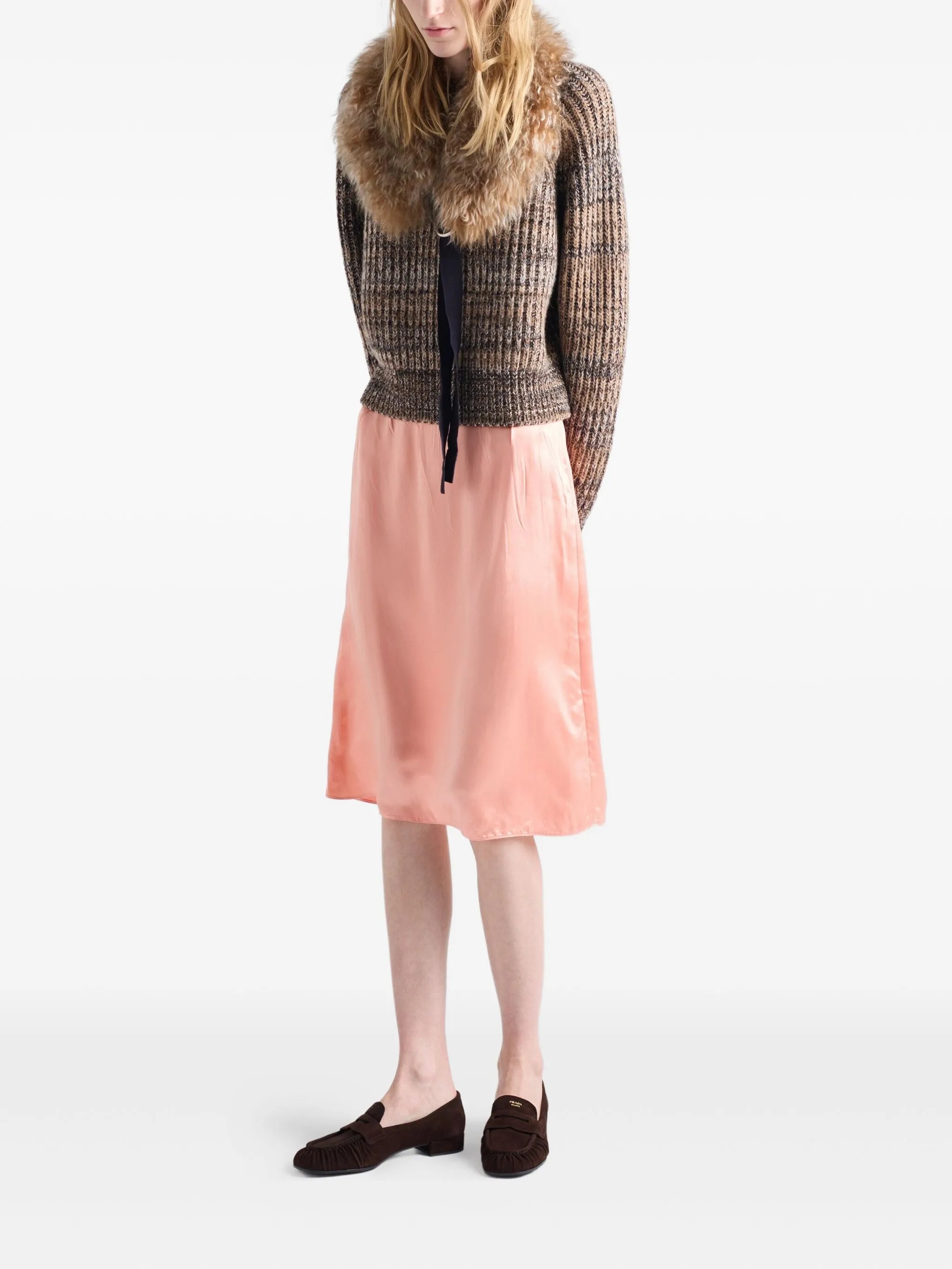 wrinkled-effect satin skirt