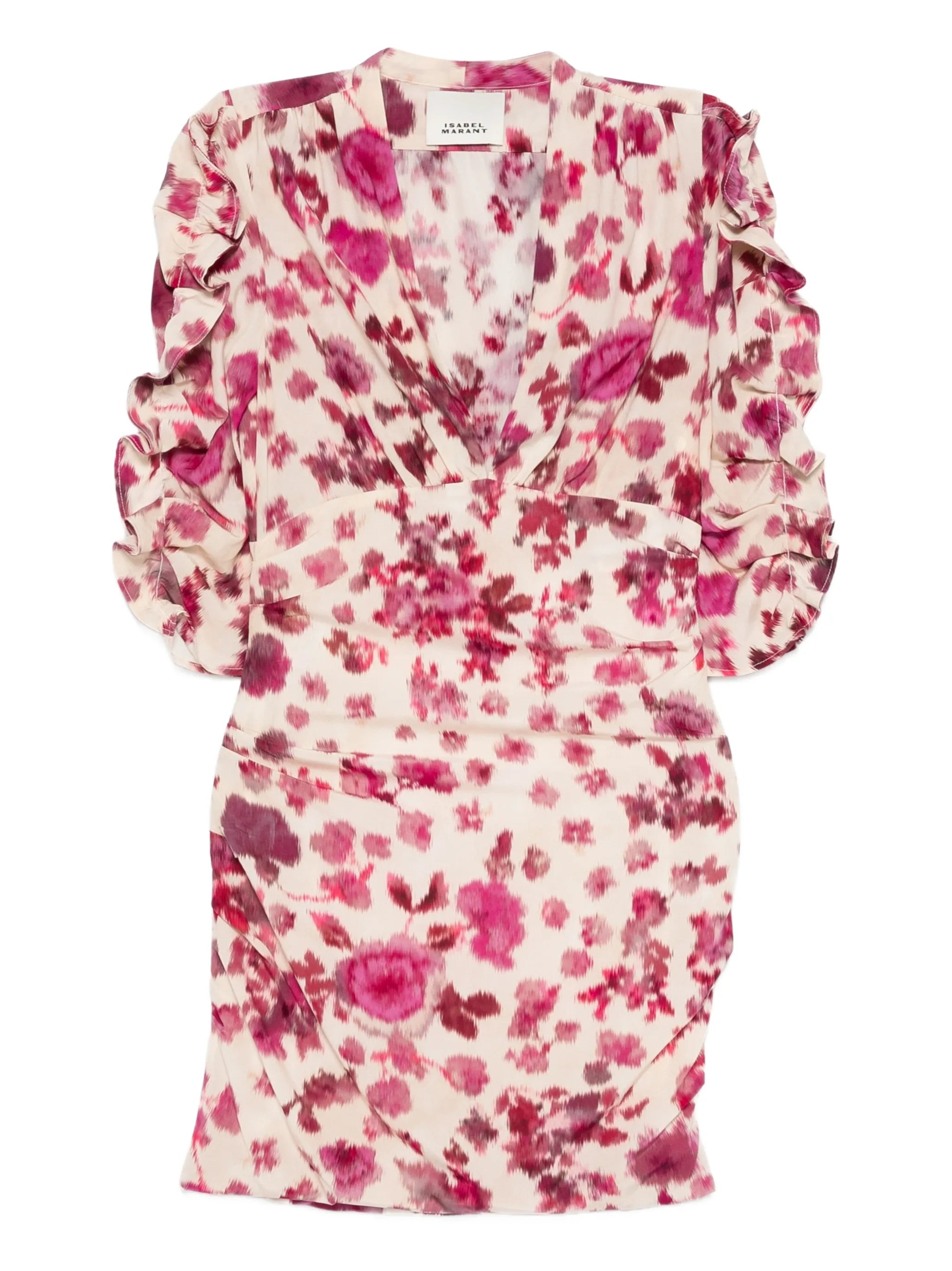 ruffled flora-print mini dress
