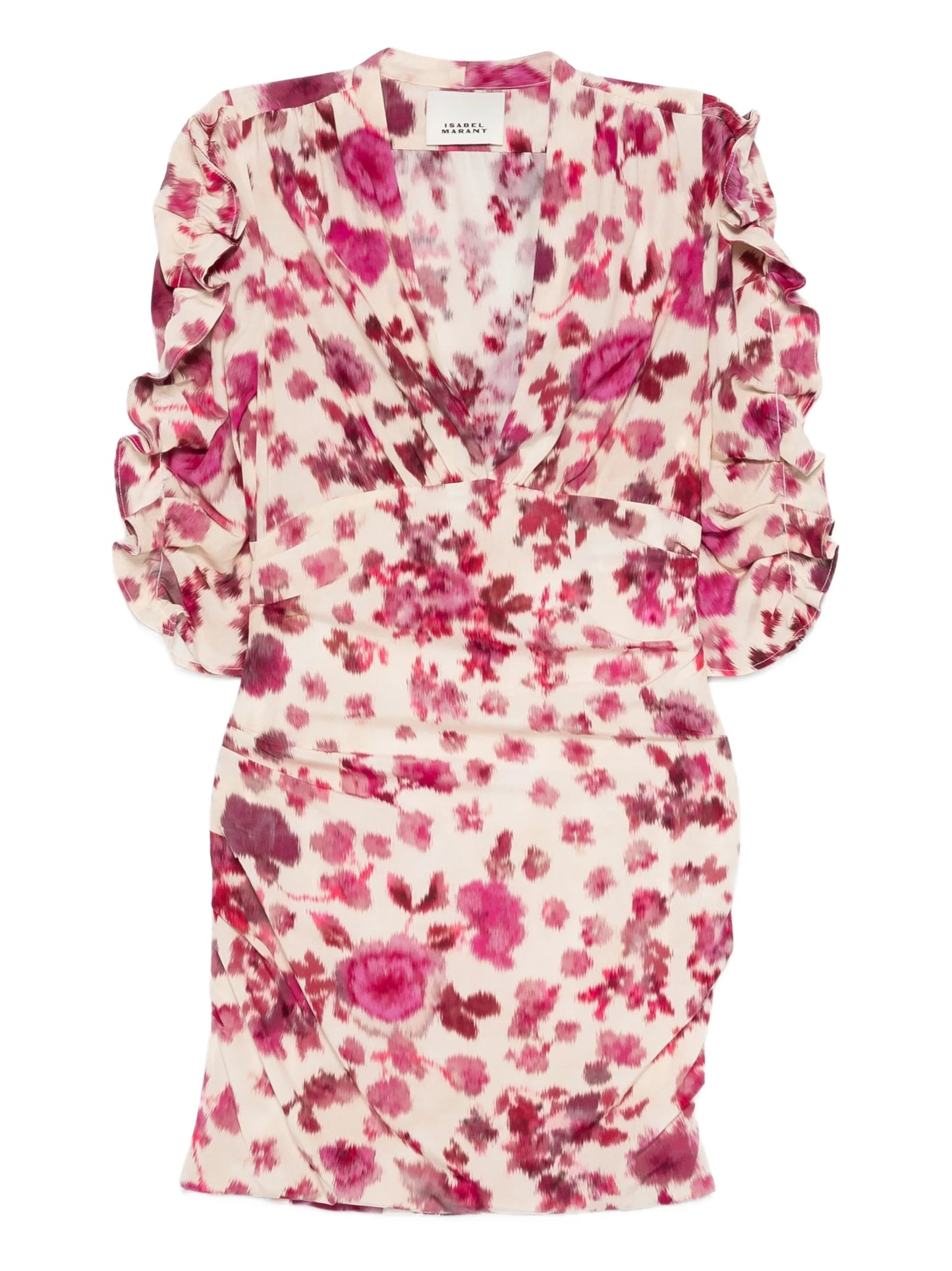 ruffled flora-print mini dress