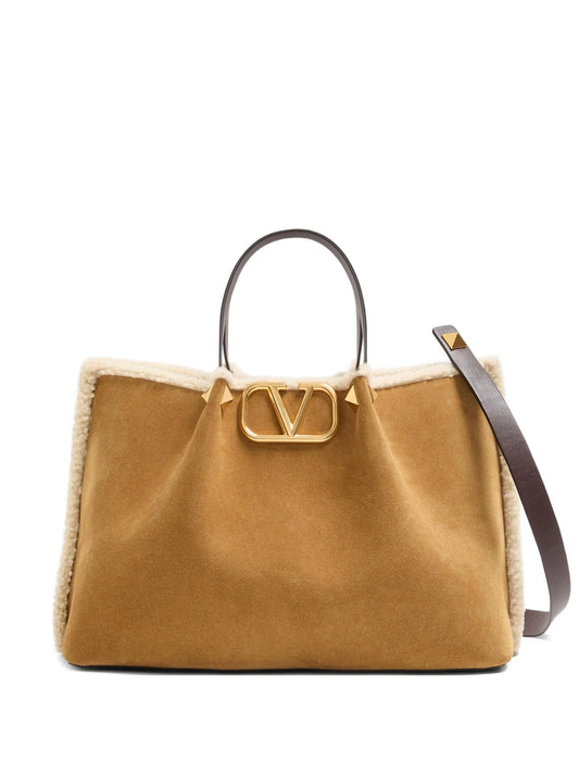 VLogo Signature suede tote bag