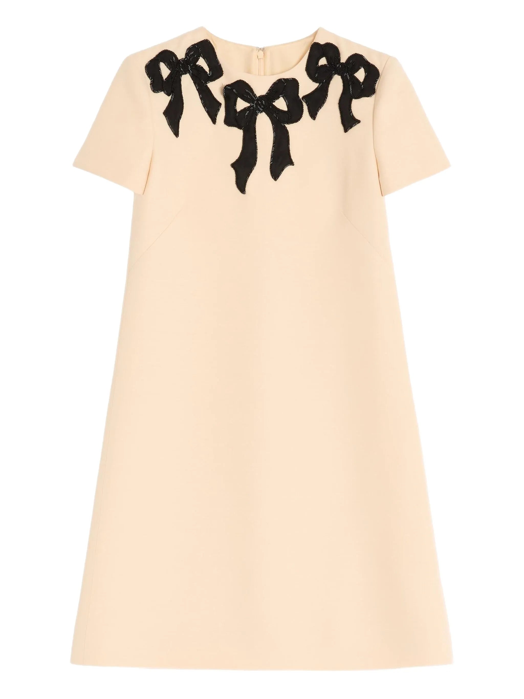 bow-embroidered mini dress